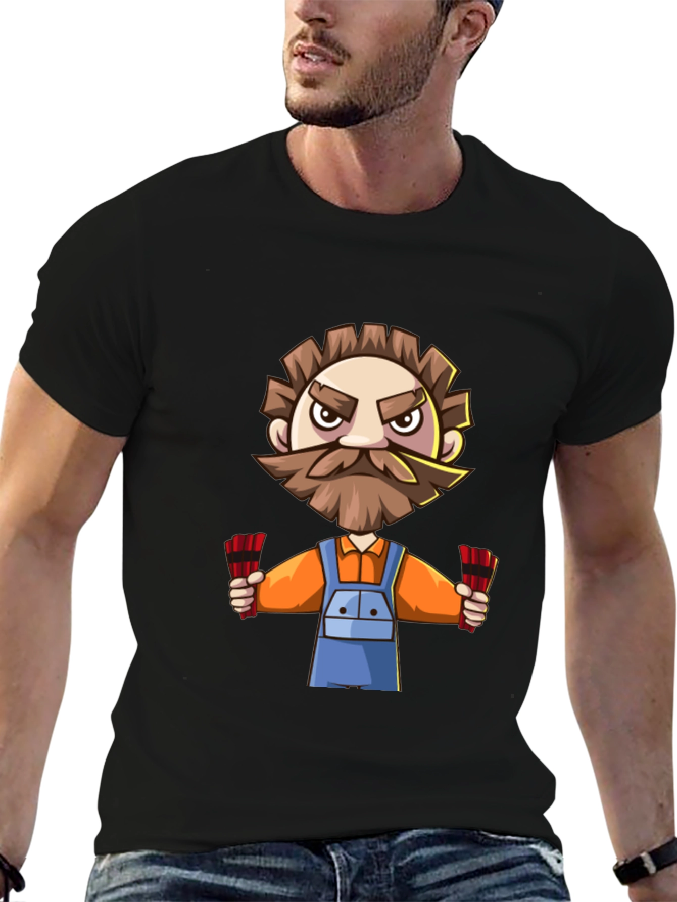 Black Cartoon Miner T-Shirt view 6