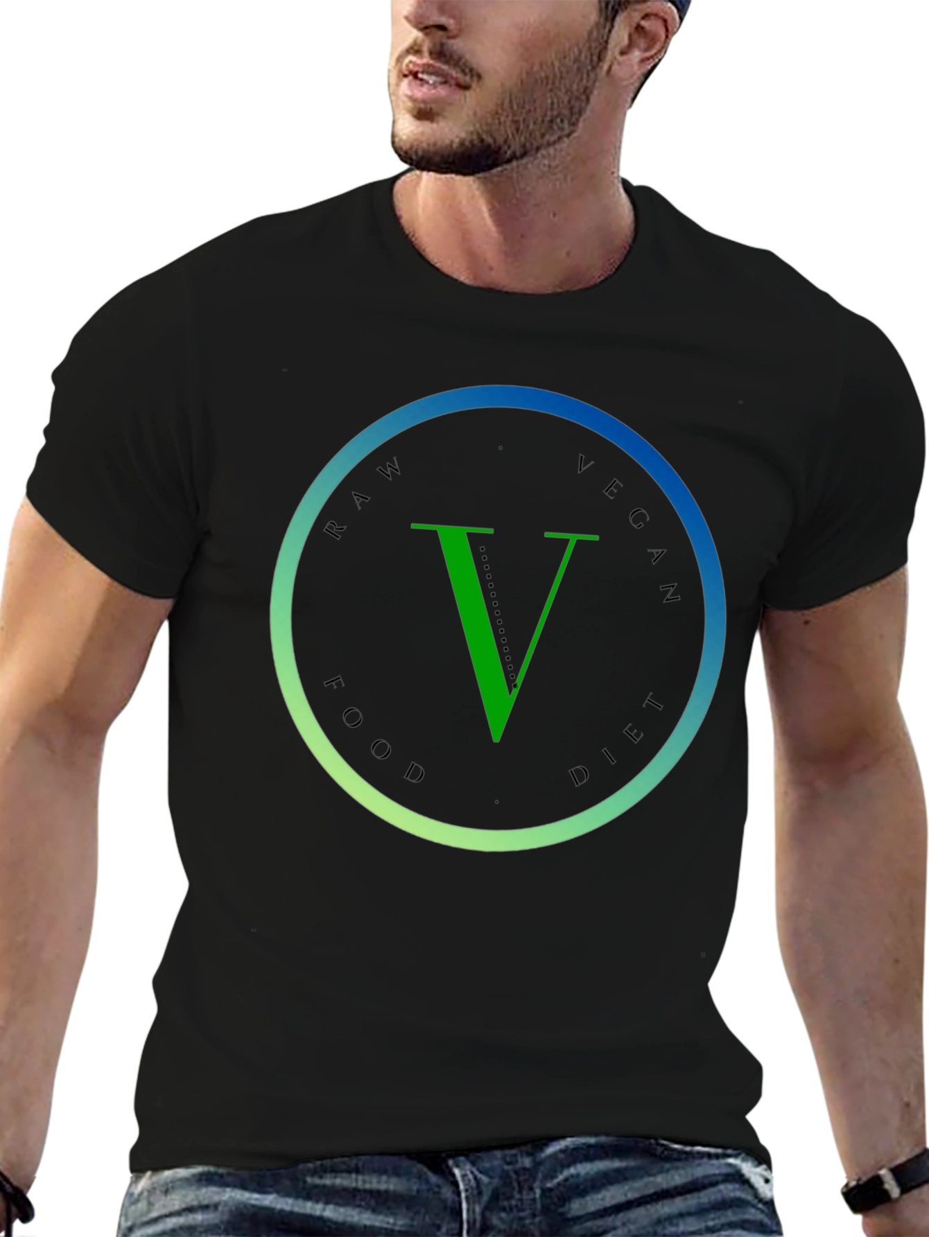 Black Raw Vegan Food Diet T-Shirt view 6