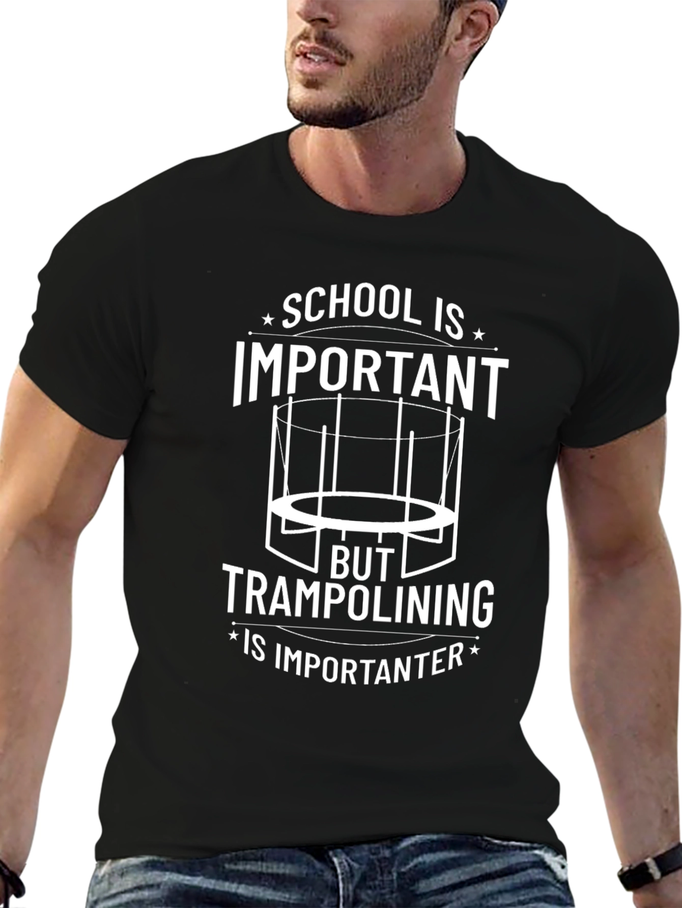 Black School vs Trampolining Graphic Tee view 6