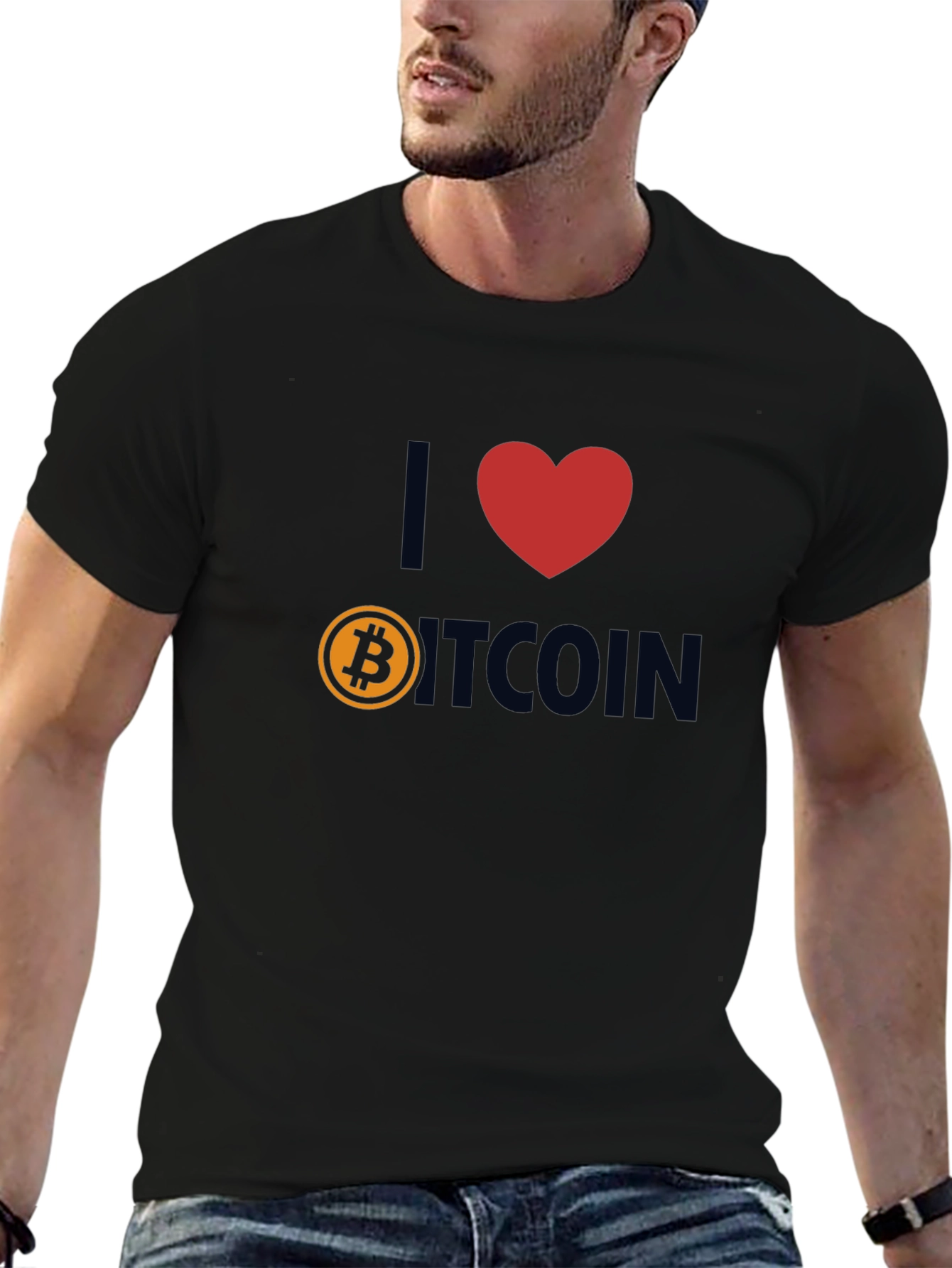 Black I Love Bitcoin T-Shirt - Crypto Fan Apparel view 6