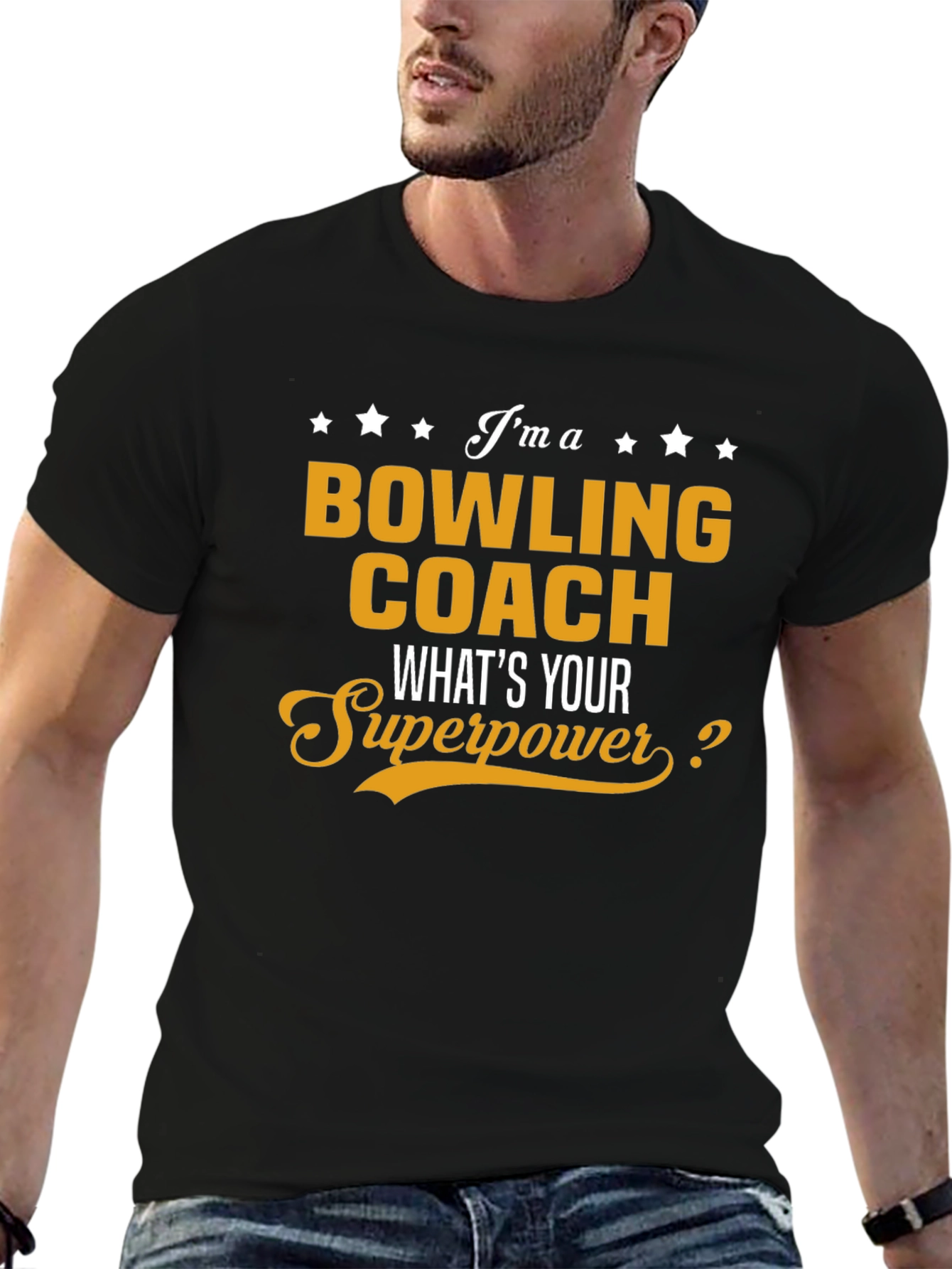 Black Bowling Coach Superpower Tee - Gift for Bowling Enthusiast view 6