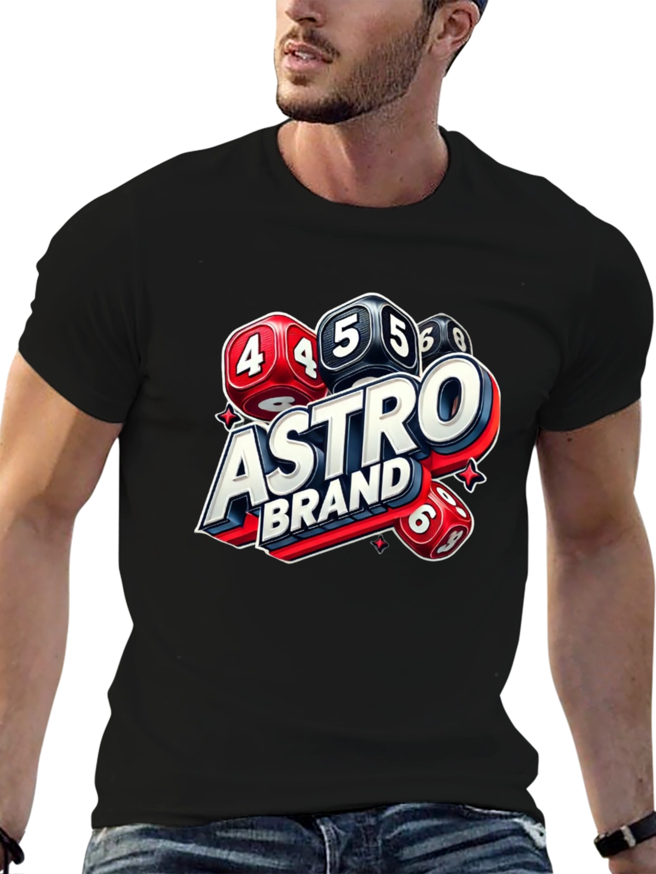 Black Astro Brand Dice Graphic T-Shirt view 6