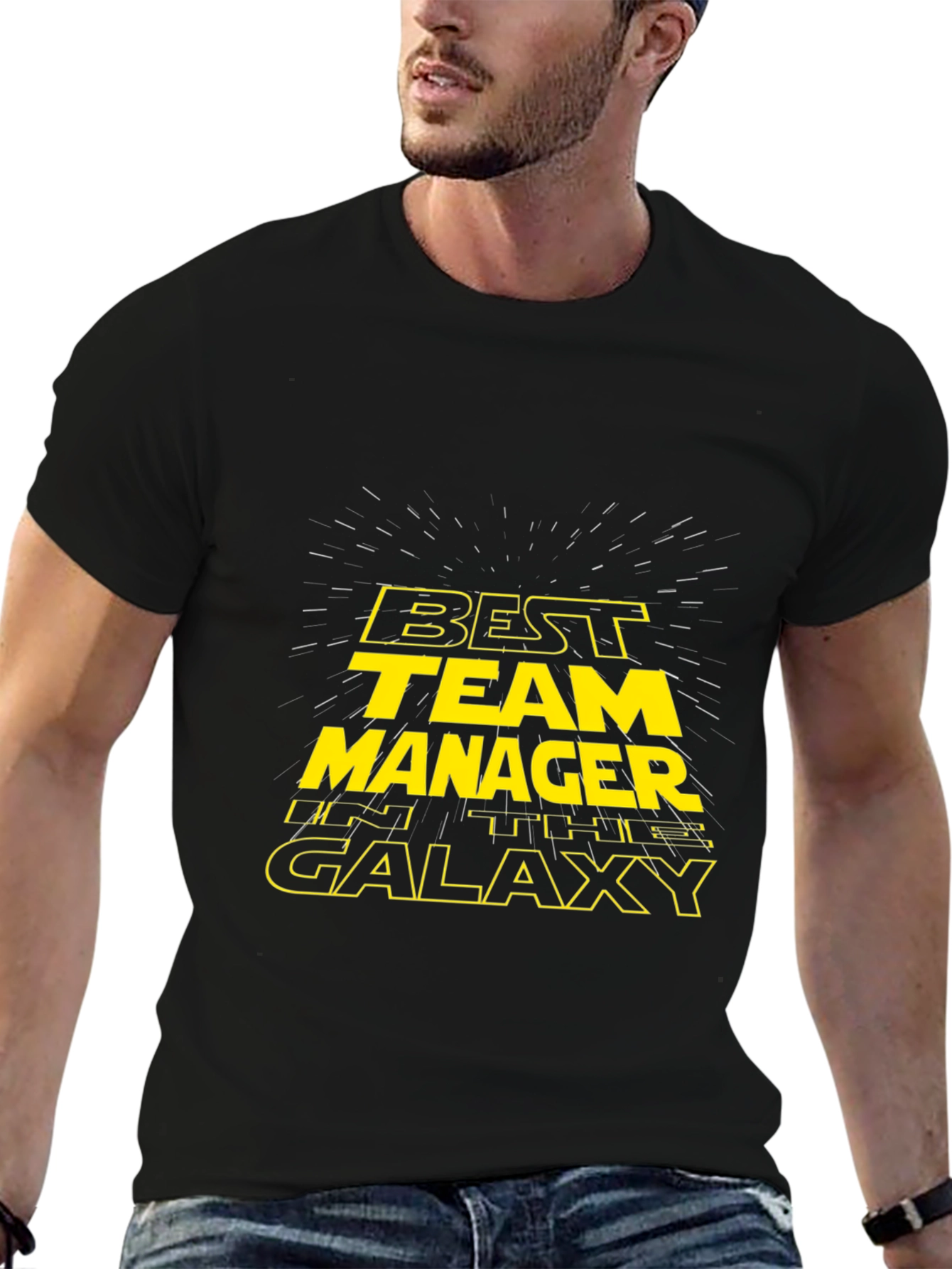 Black Best Team Manager in the Galaxy T-Shirt view 6