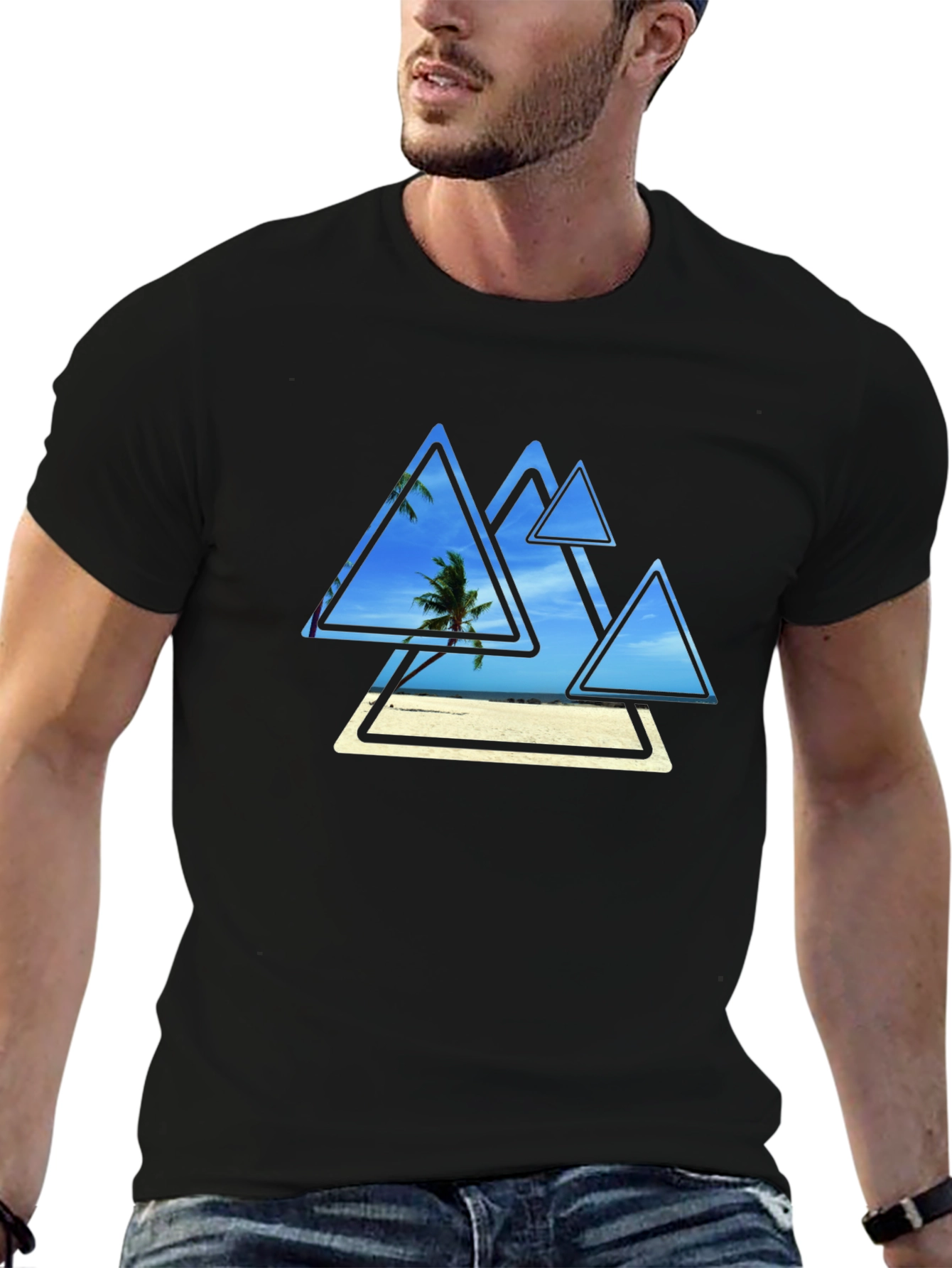 Black Tropical Triangle T-Shirt view 6