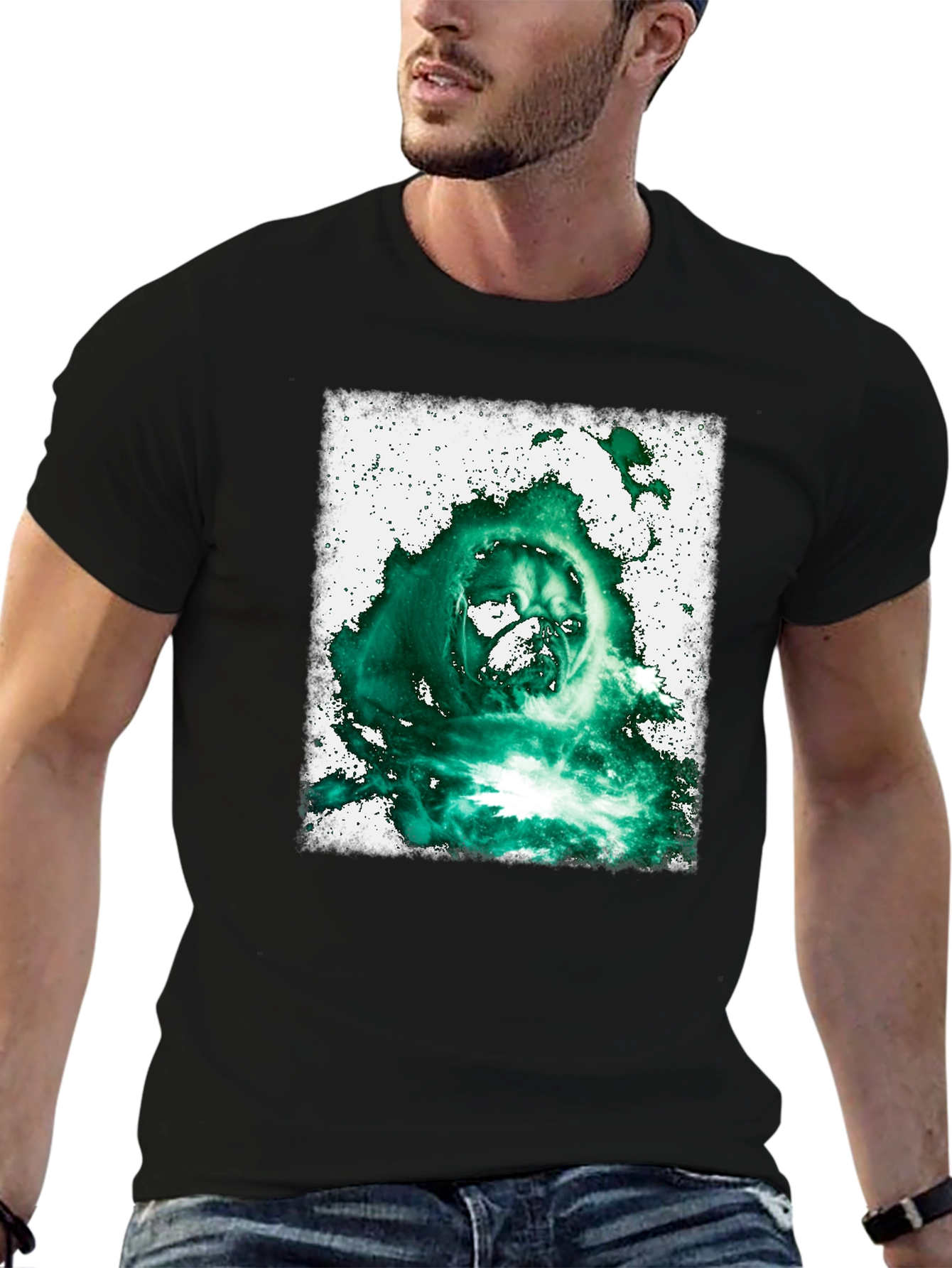 Black Pug Wizard Graphic T-Shirt - Black Cotton Tee view 6