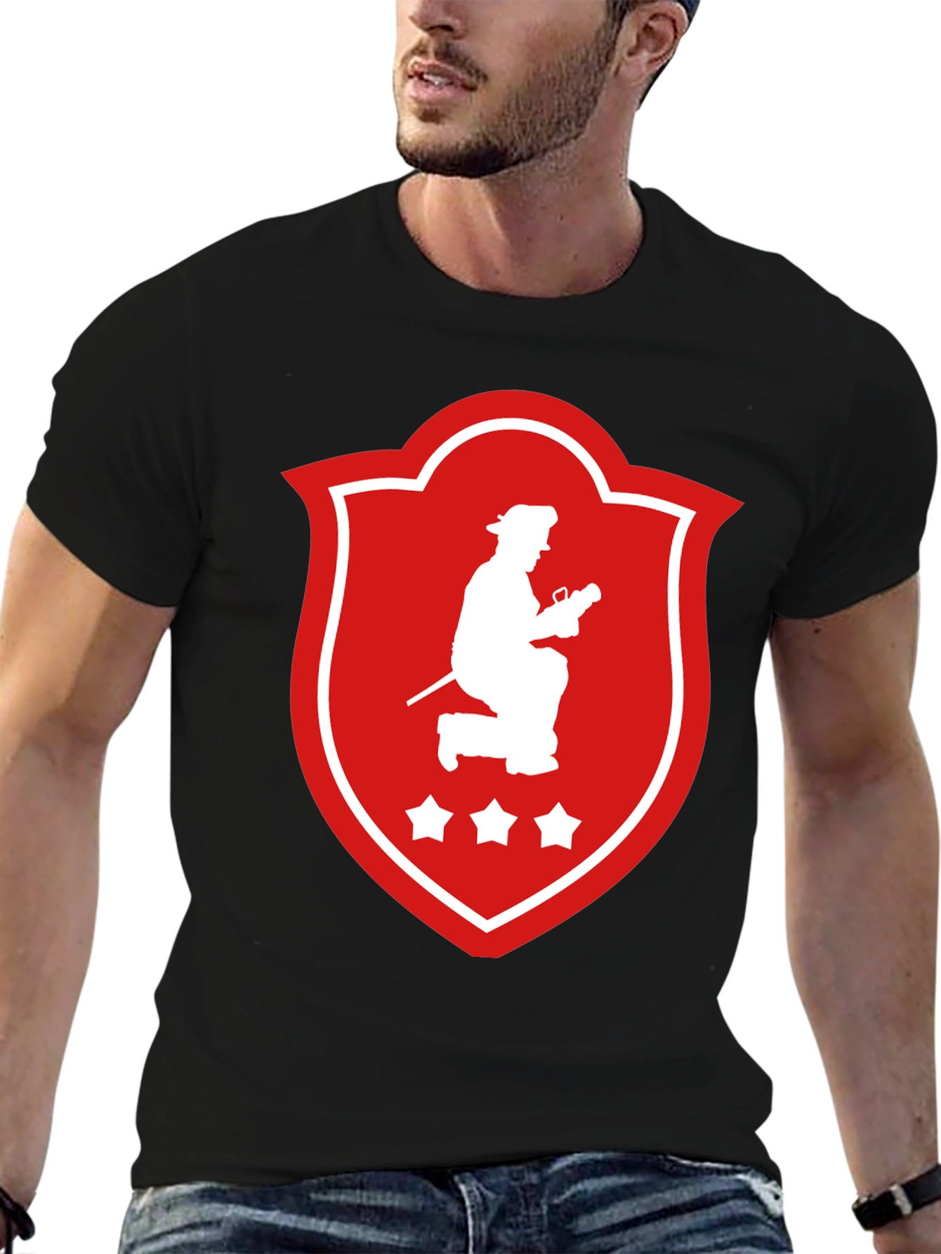 Black Firefighter Graphic T-Shirt view 6
