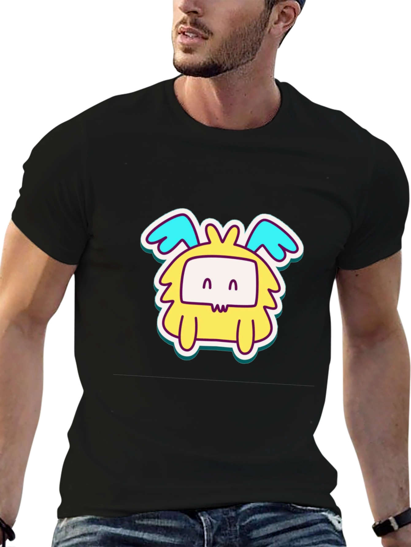 Black Cute Cartoon Monster Graphic T-Shirt view 6