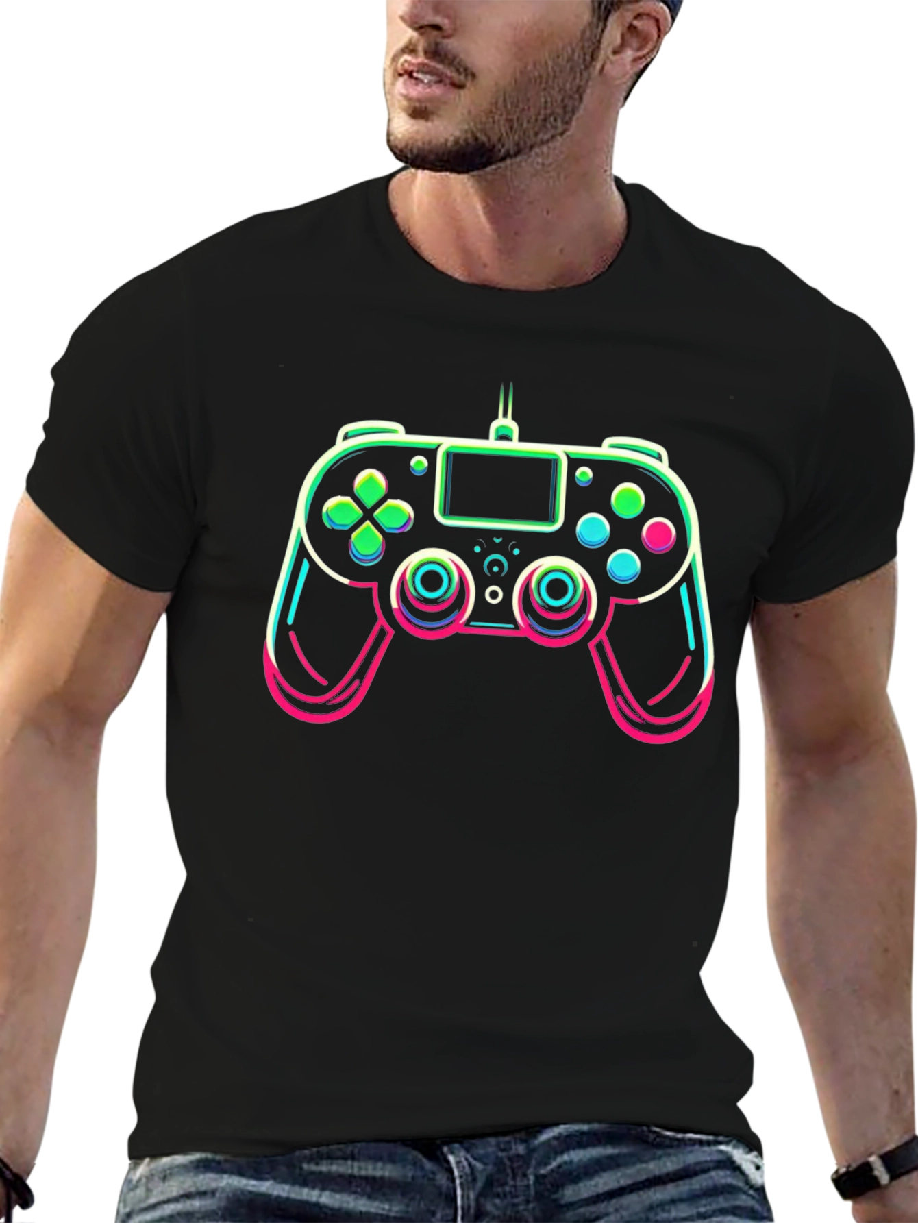Black Gamer Controller Graphic Tee - Black view 6