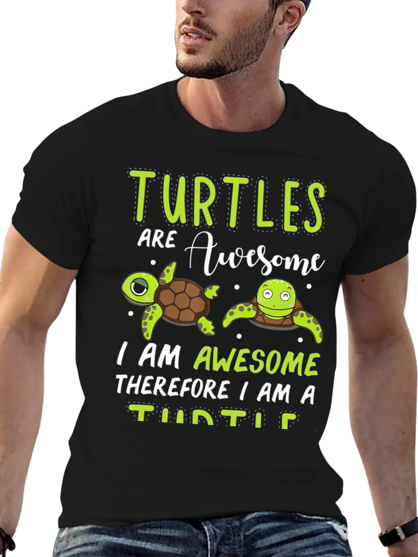 Black Turtles Are Awesome Graphic Tee view 6