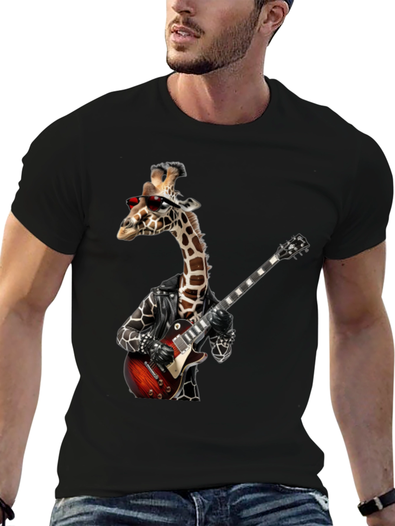 Black Giraffe Rocker Graphic Tee - Black view 6