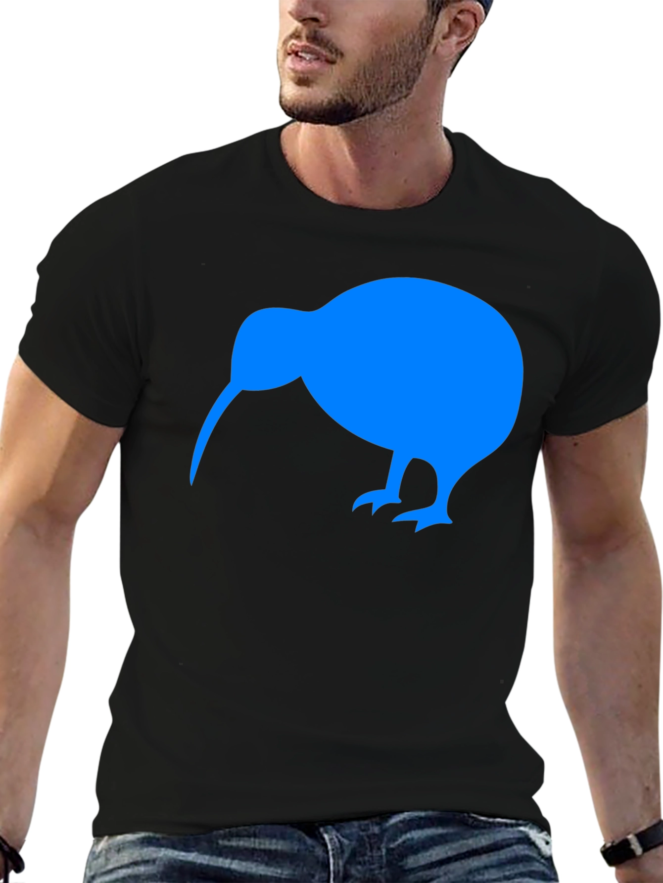 Black Kiwi Bird Graphic Tee - Black Cotton T-Shirt view 6