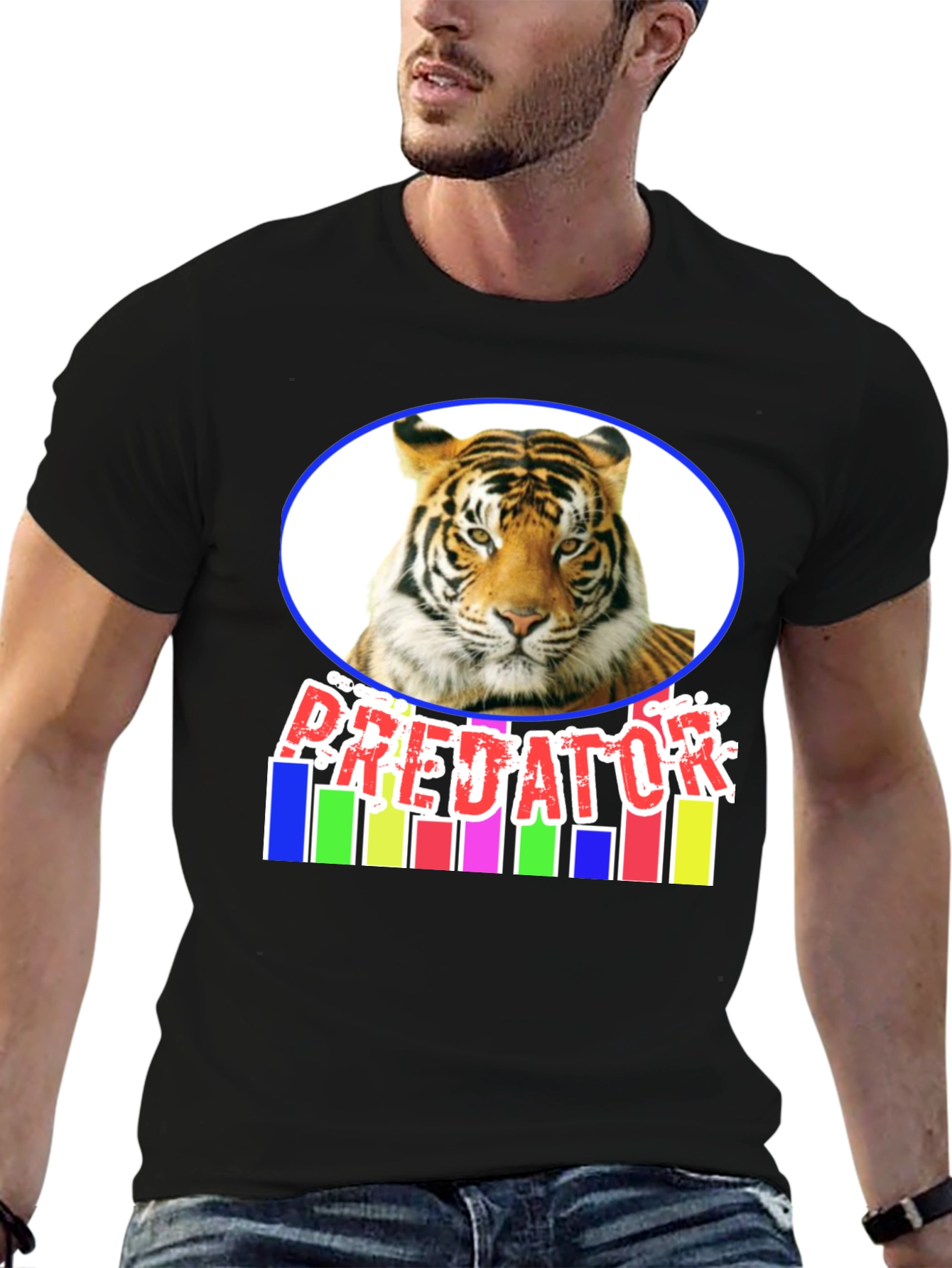 Black Predator Tiger Graphic Tee view 6
