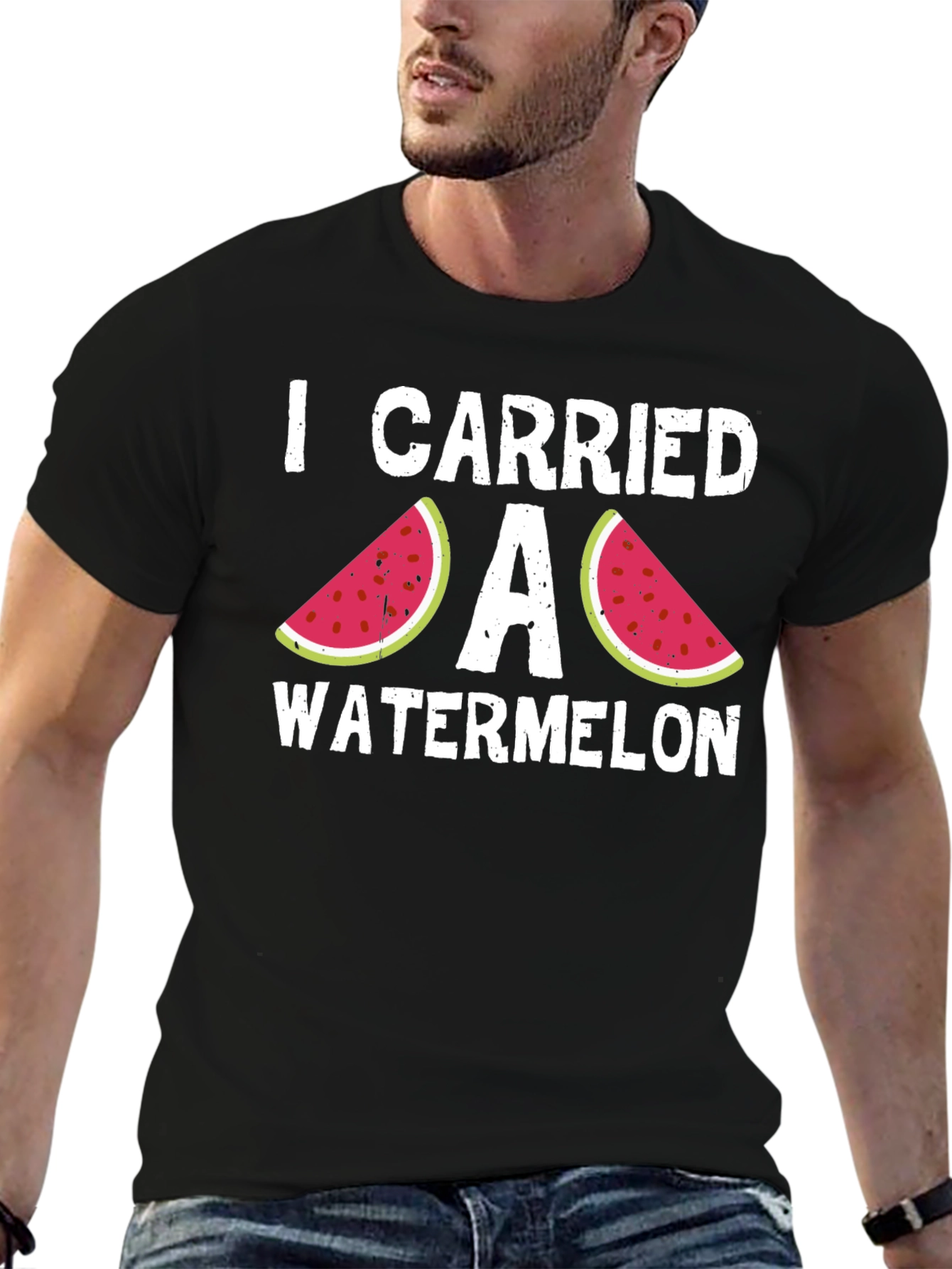 Black I Carried a Watermelon Funny Graphic Tee view 6
