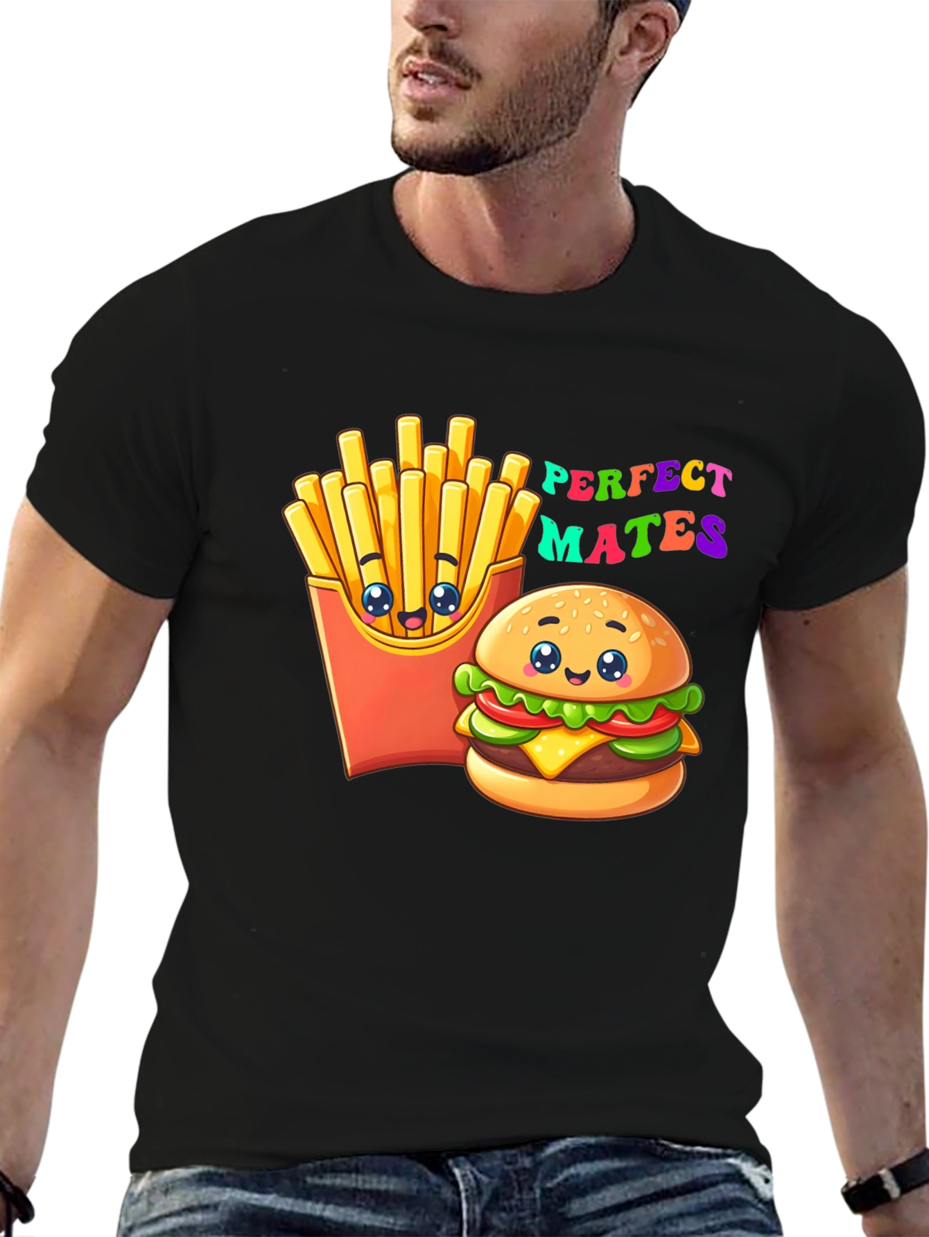 Black Perfect Mates Burger & Fries Graphic Tee view 6
