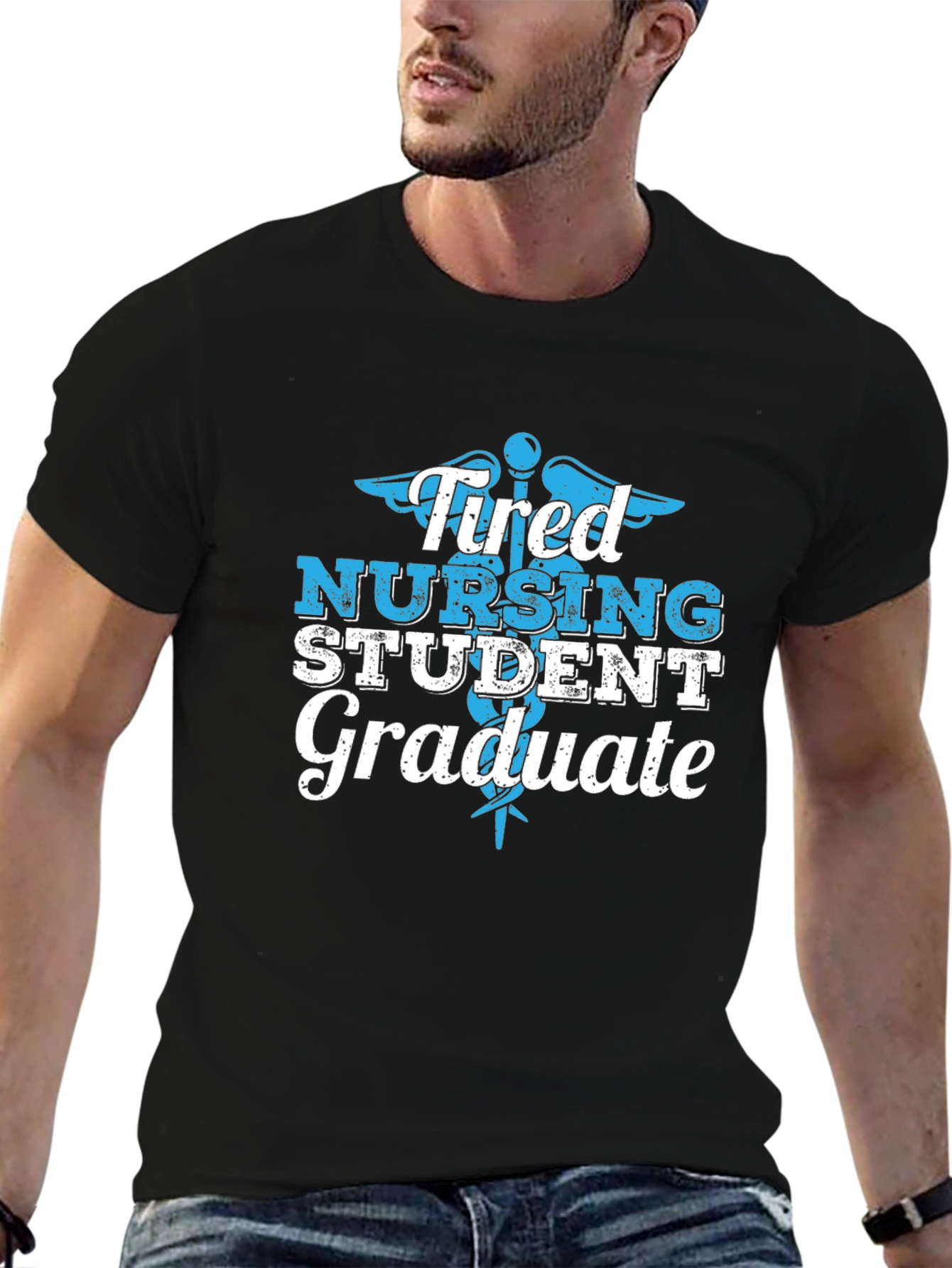 Black Tired Nursing Student Graduate Black T-Shirt view 6