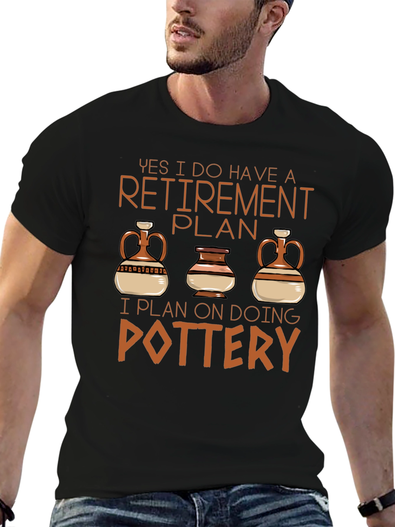Black Retirement Plan Pottery T-Shirt view 6