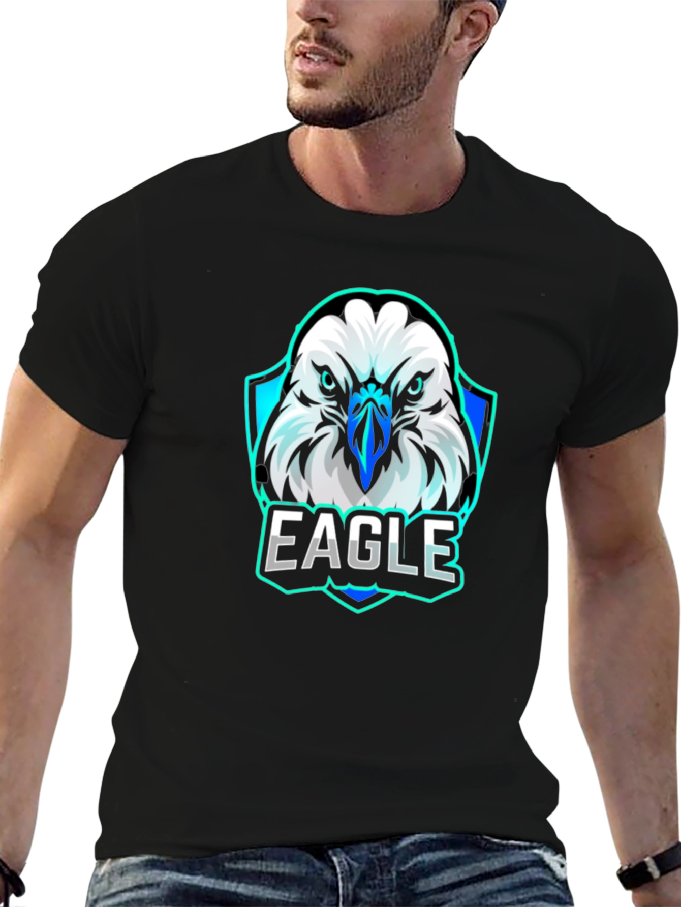 Black Eagle Graphic Print Crew Neck Tee - Cool Streetwear Style view 6