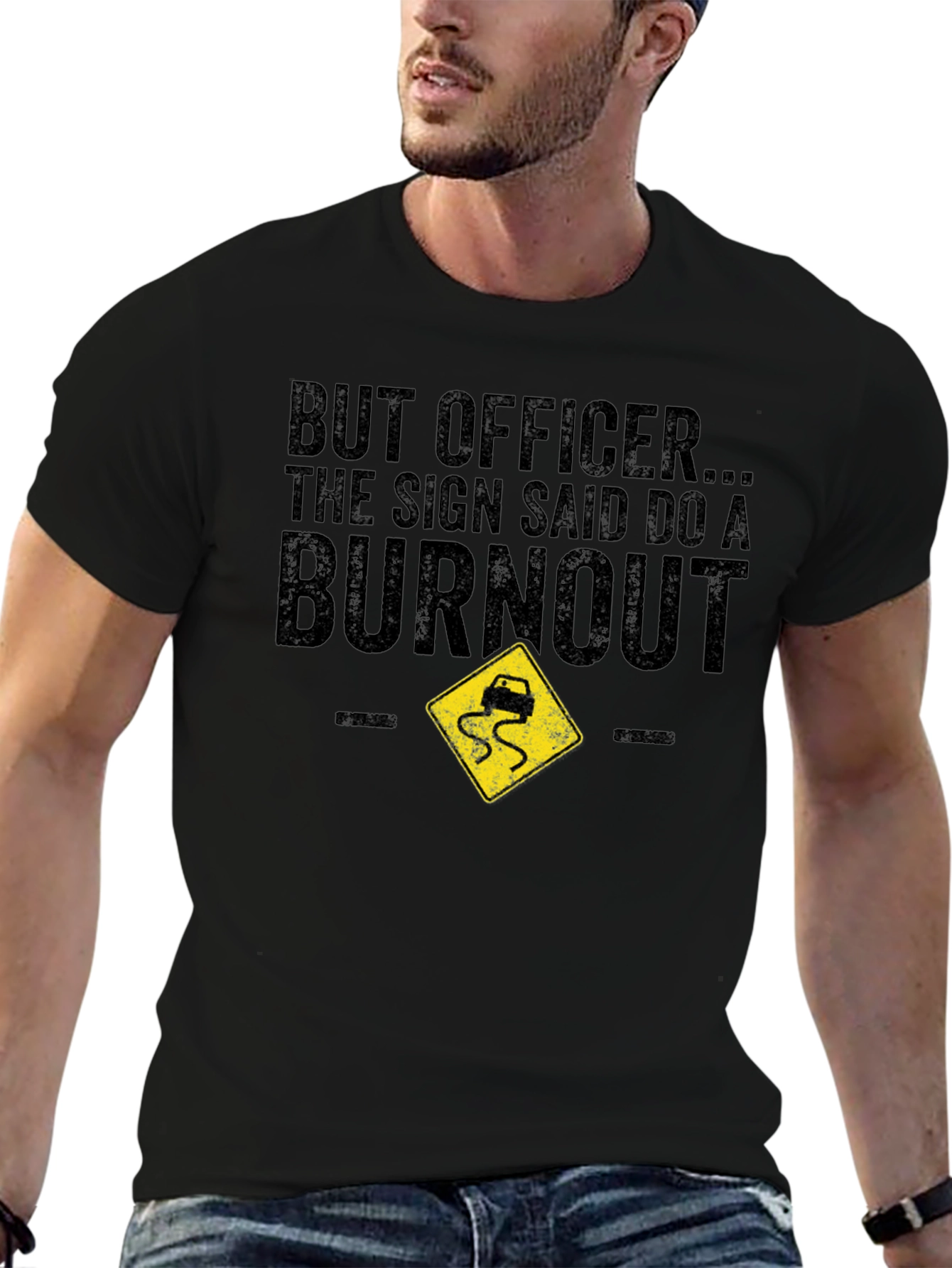 Black But Officer Burnout Graphic Tee view 6