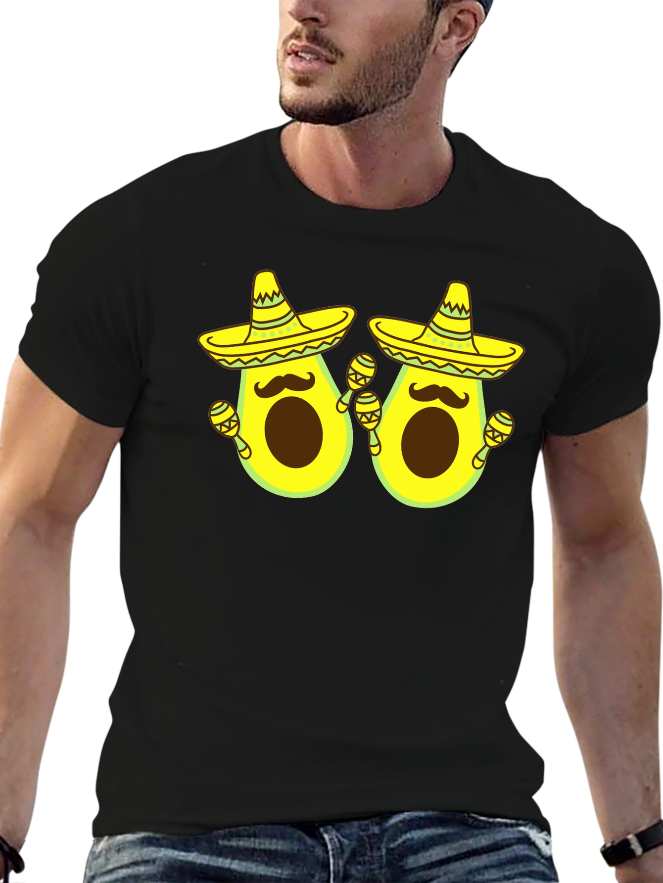 Black Funny Avocado Fiesta T-Shirt view 6