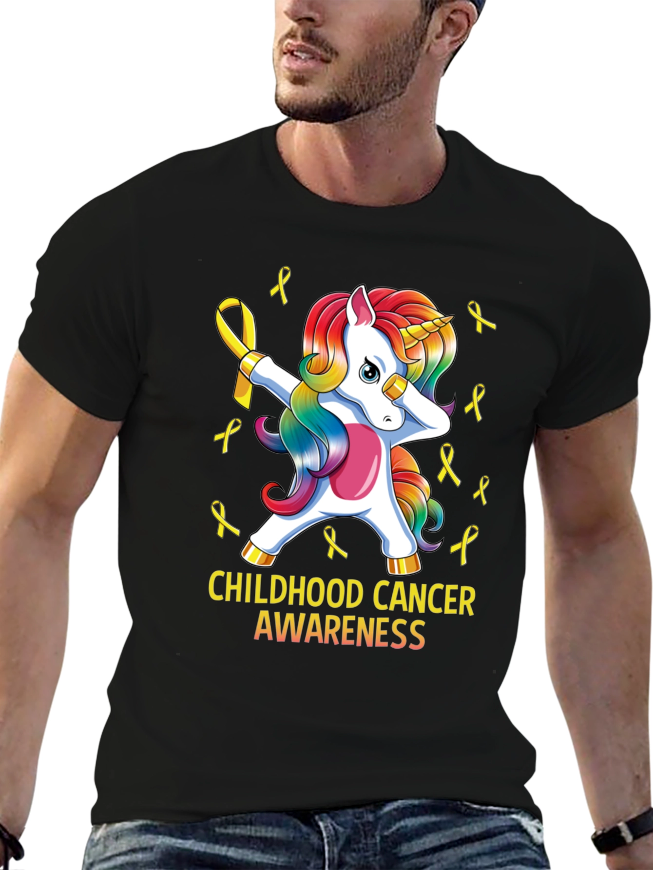 Childhood Cancer Awareness Unicorn Ribbon T-Shirt - 6