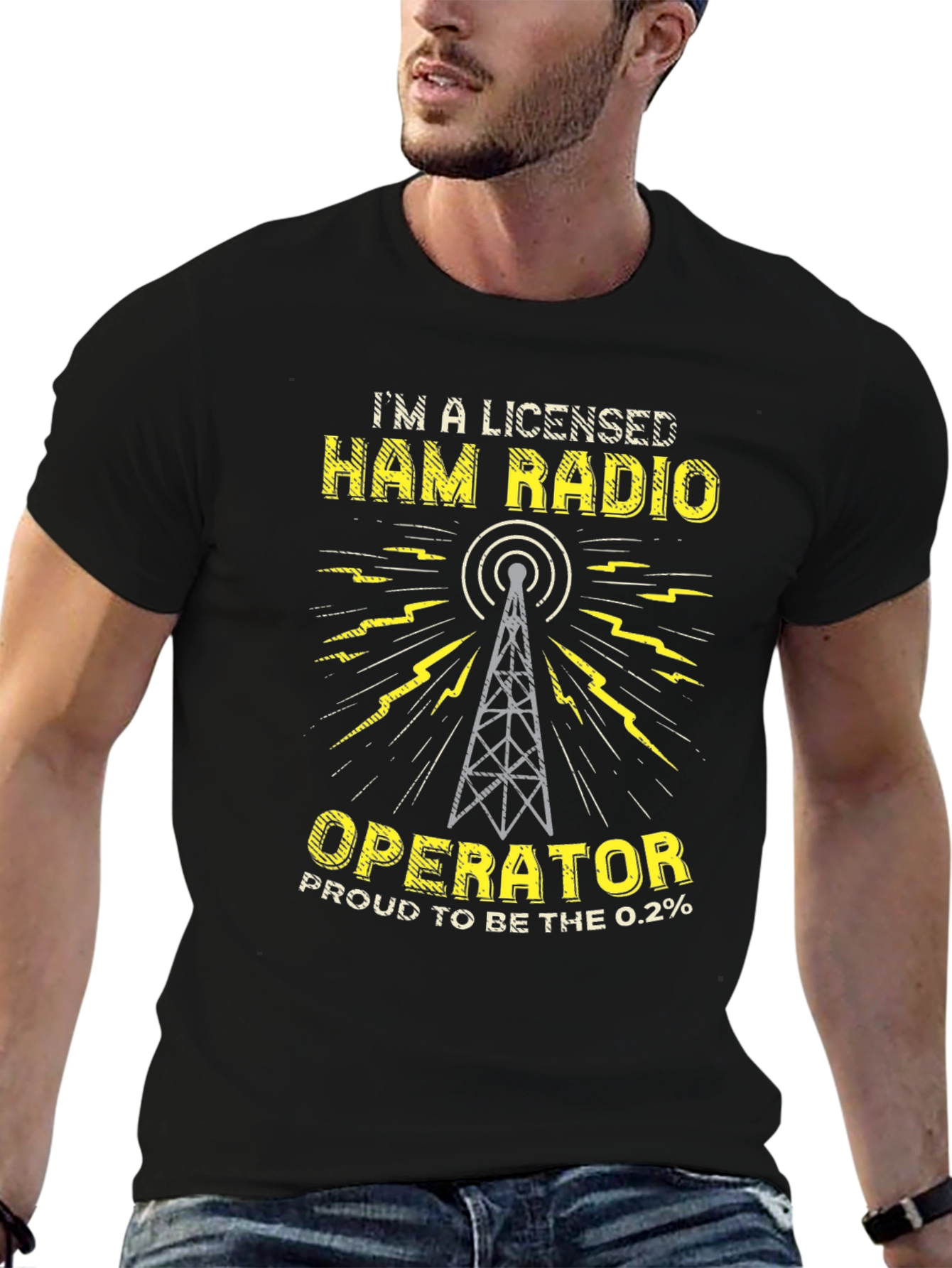 Black Licensed Ham Radio Operator T-Shirt view 6