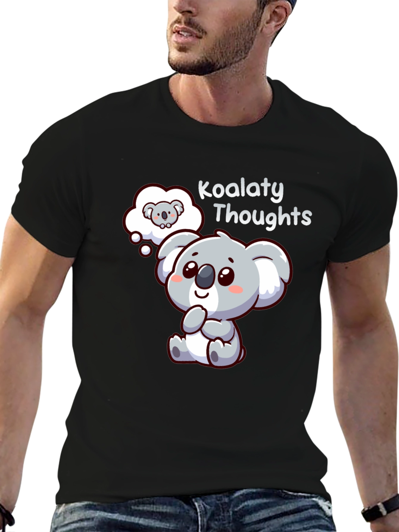Black Koalaty Thoughts T-Shirt - Cute Koala Graphic Tee view 6