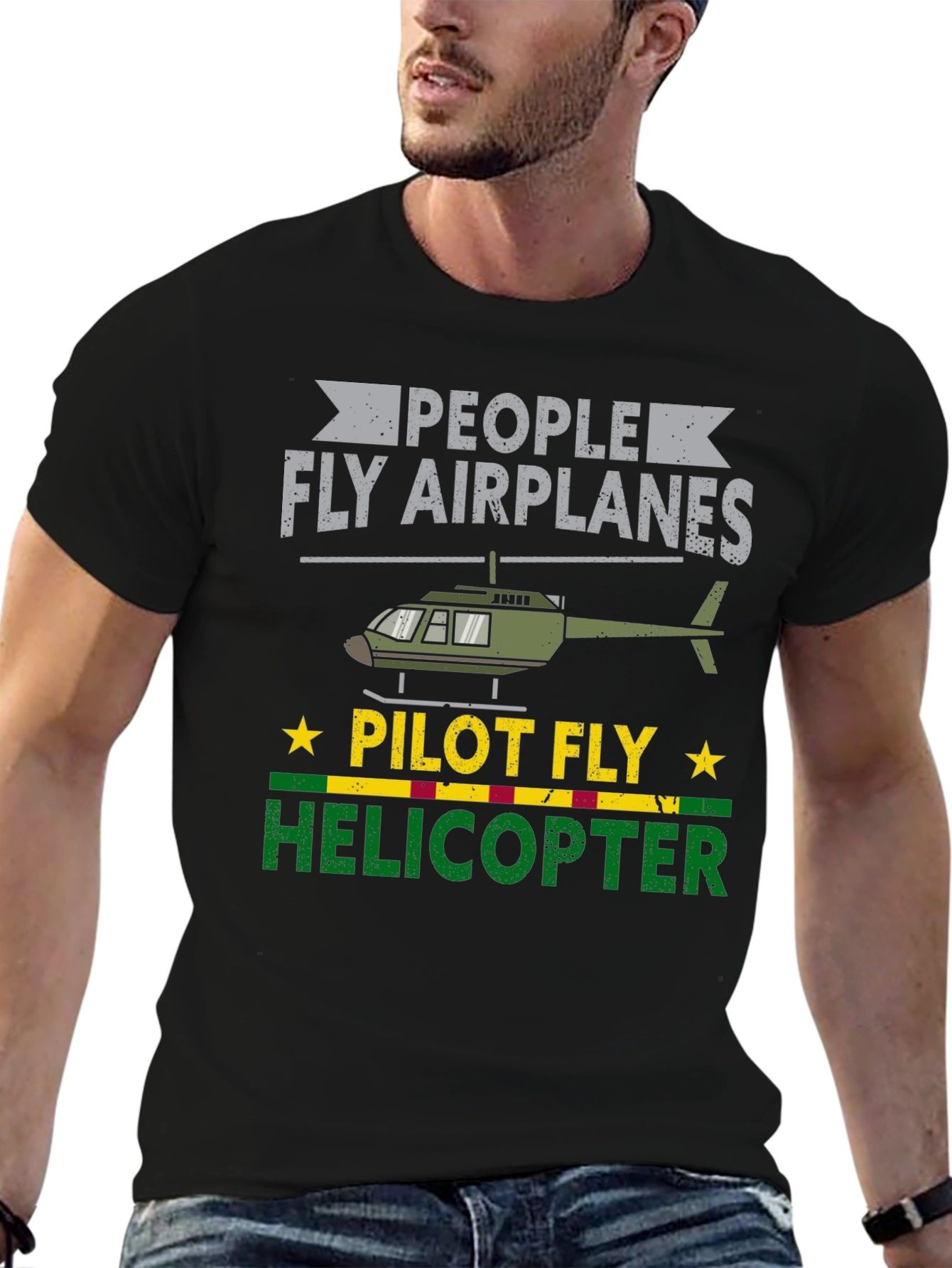 Black People Fly Airplanes Pilot Fly Helicopter T-Shirt view 6