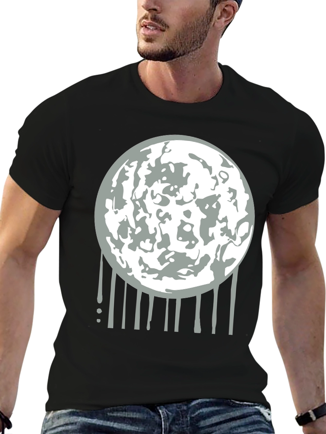 Black Lunar Drip Graphic Tee - Modern Streetwear view 6