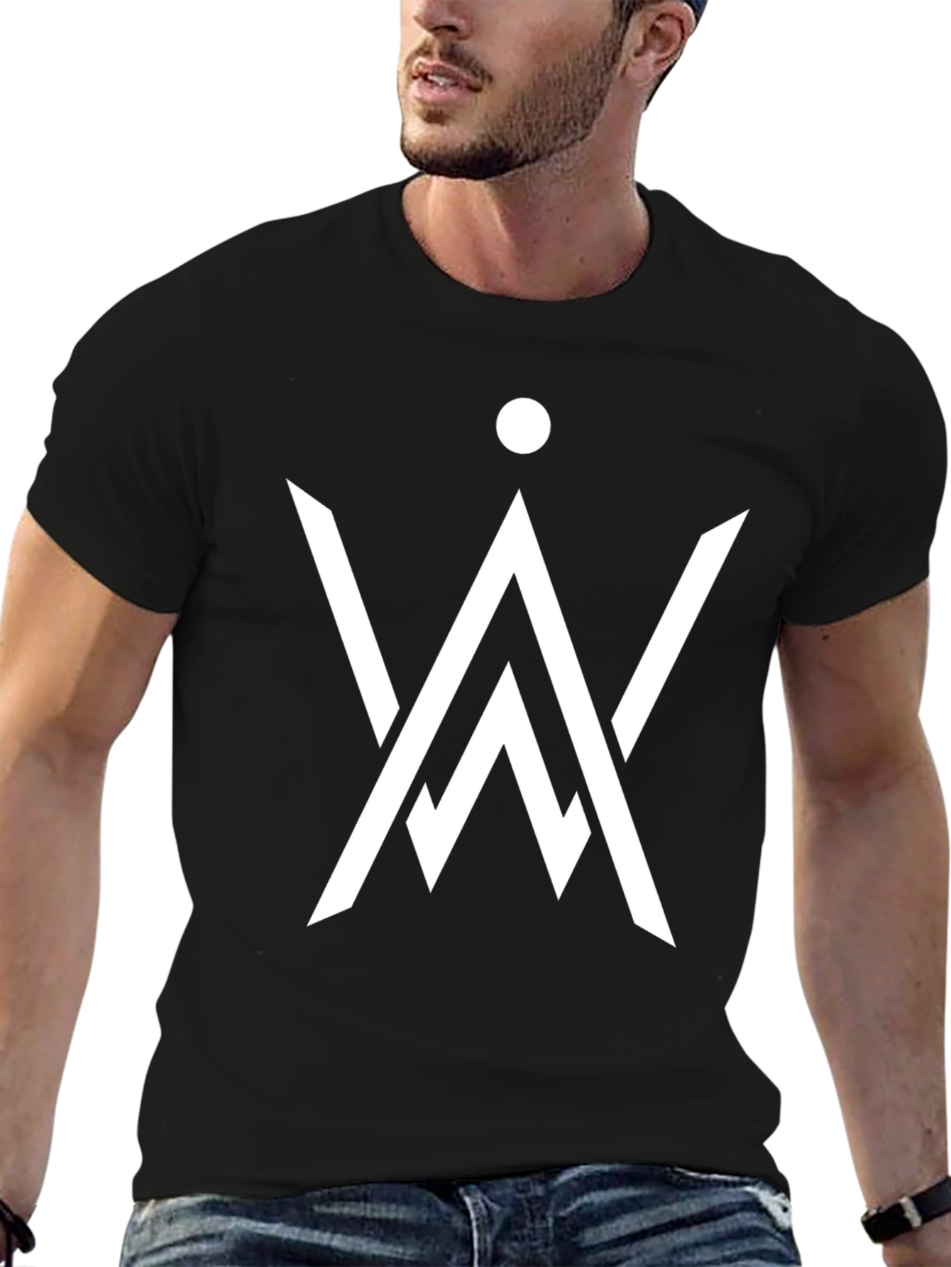 Black Geometric Logo Black T-Shirt - Modern Minimalist Design view 6