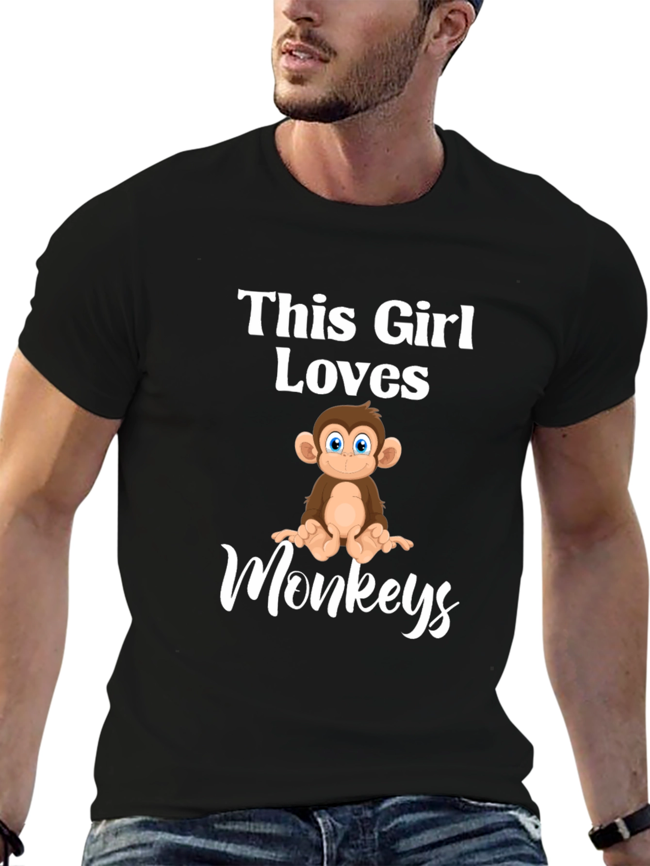 Black This Girl Loves Monkeys T-Shirt Funny Monkey Lover Tee view 6