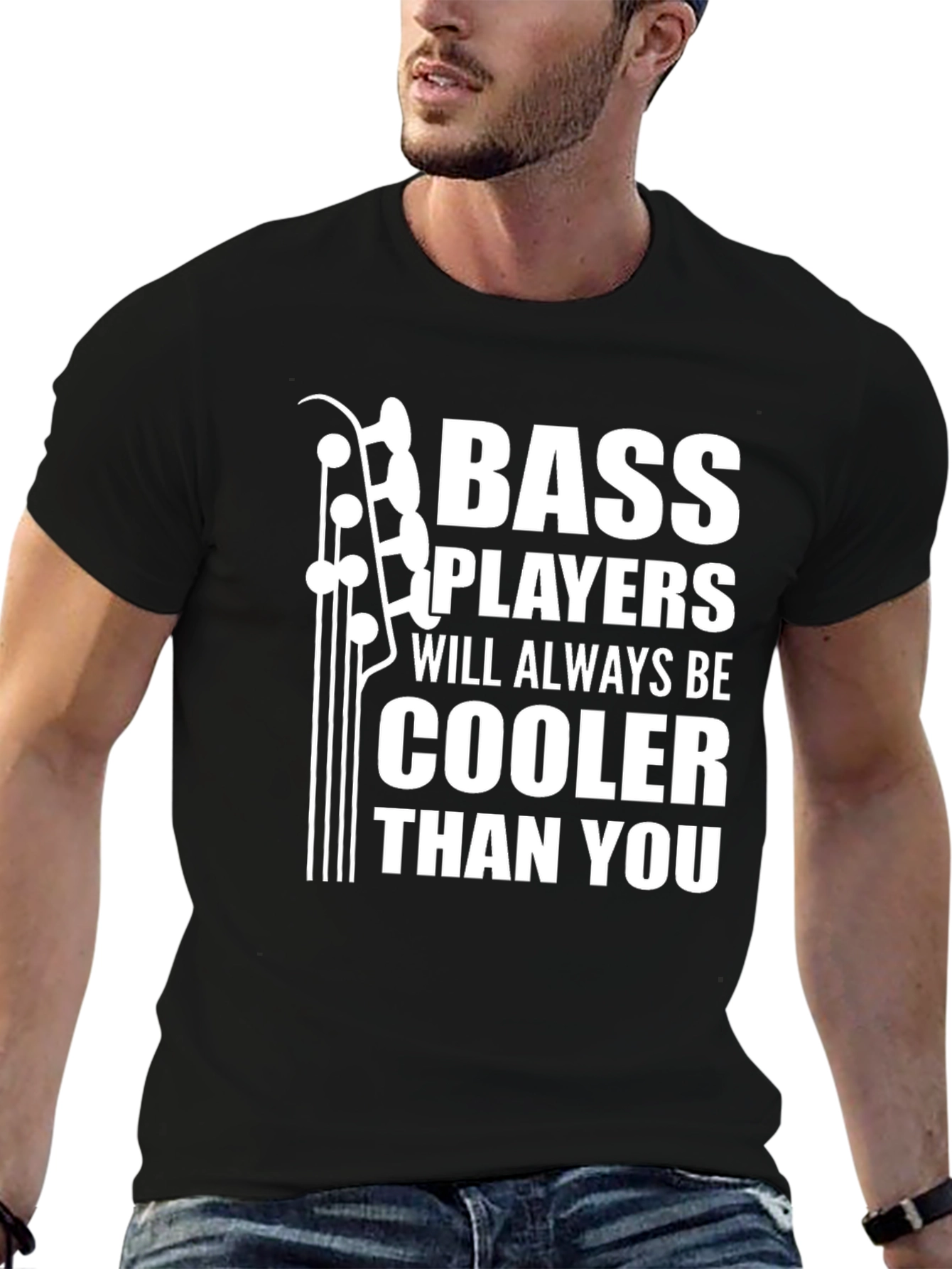 Black Bass Players Cooler Than You Black Graphic Tee view 6