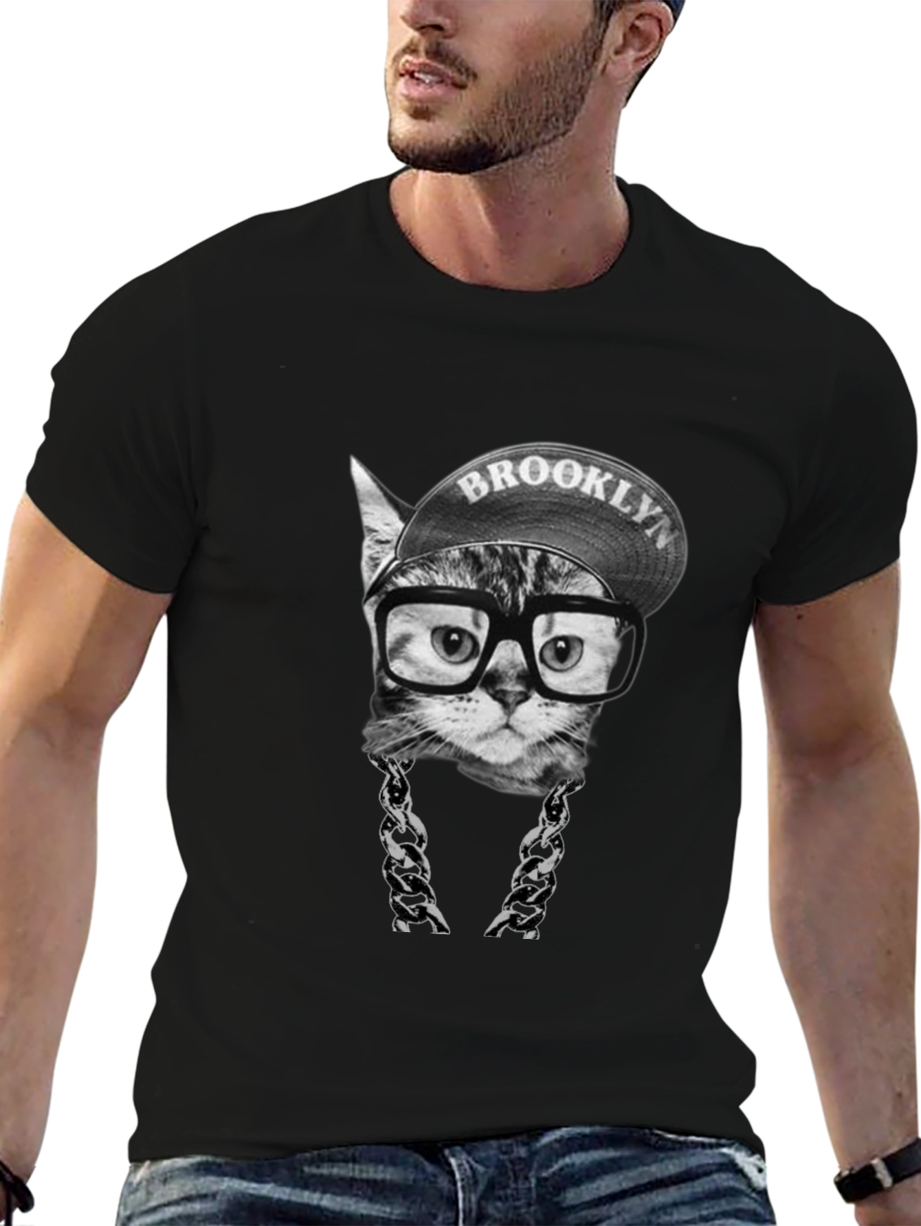 Black Brooklyn Cat T-Shirt - Hip Hop Style! view 6