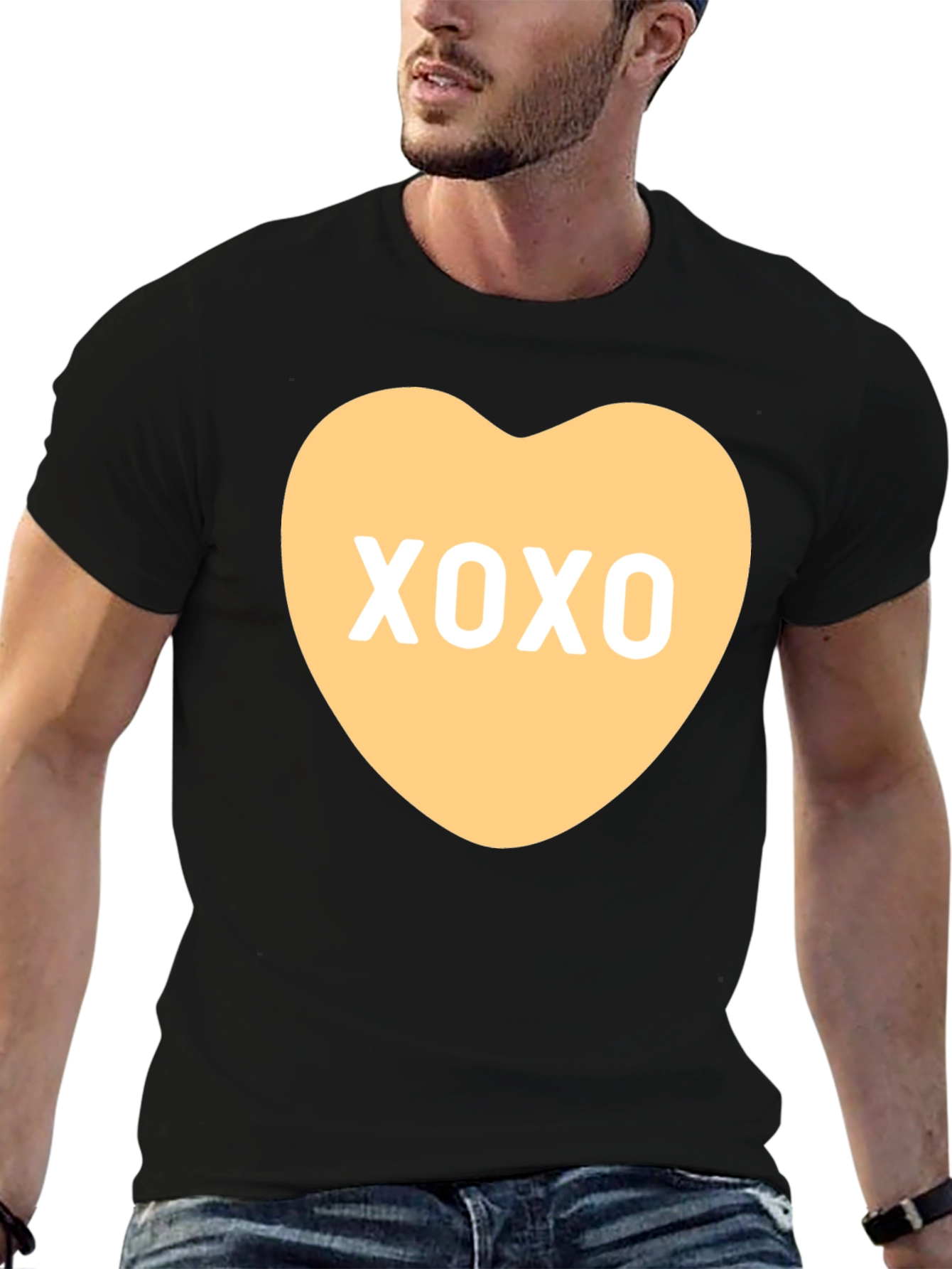 Black XOXO Heart Graphic Tee - Valentine's Day Shirt view 6