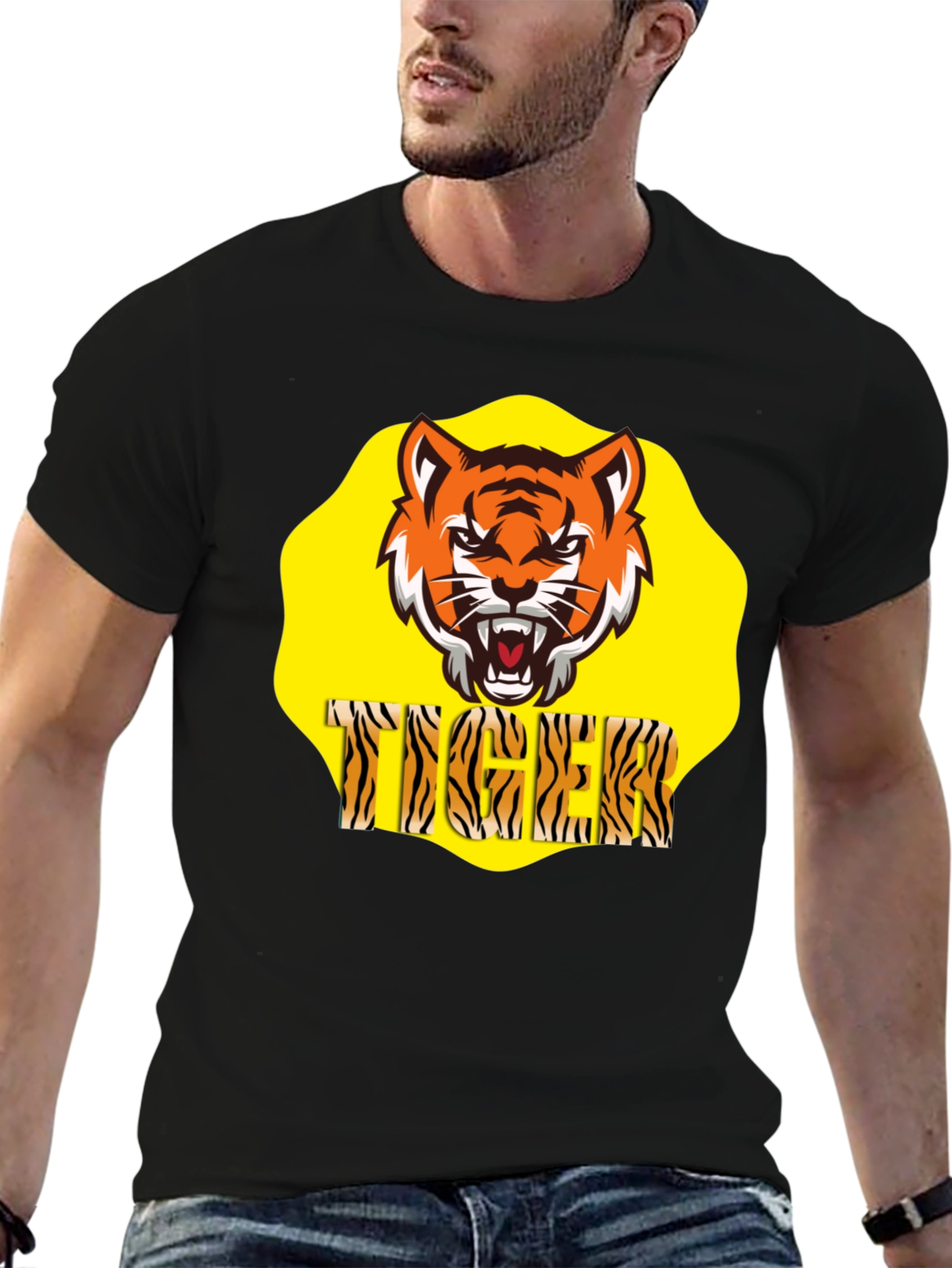 Black Tiger Graphic Black T-Shirt view 6
