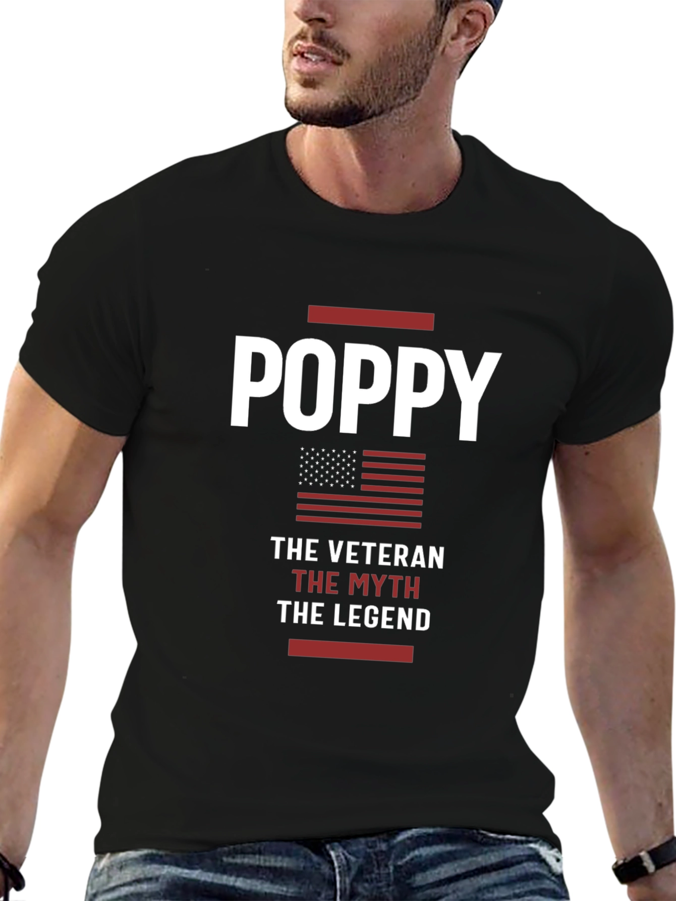 Black Poppy Veteran, Myth, Legend T-Shirt view 6
