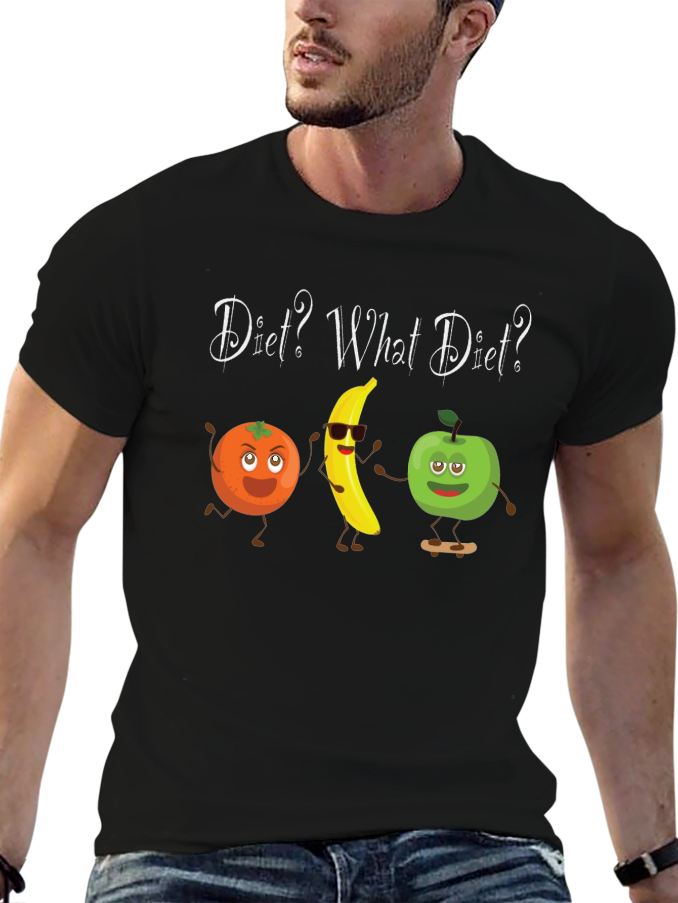 Black Diet? What Diet? Funny Fruit T-Shirt view 6