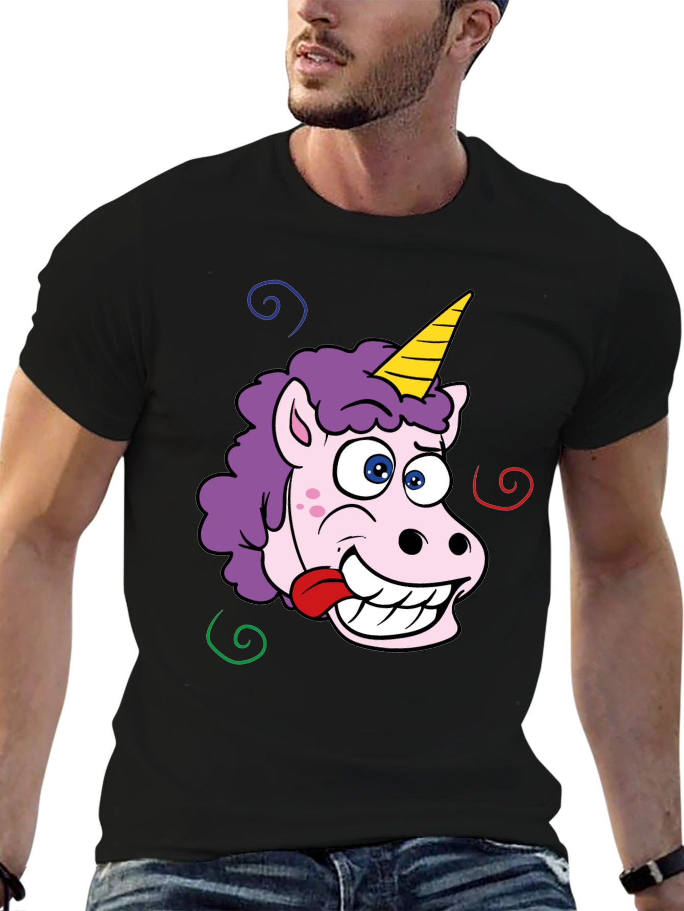 Black Funny Unicorn T-Shirt view 6