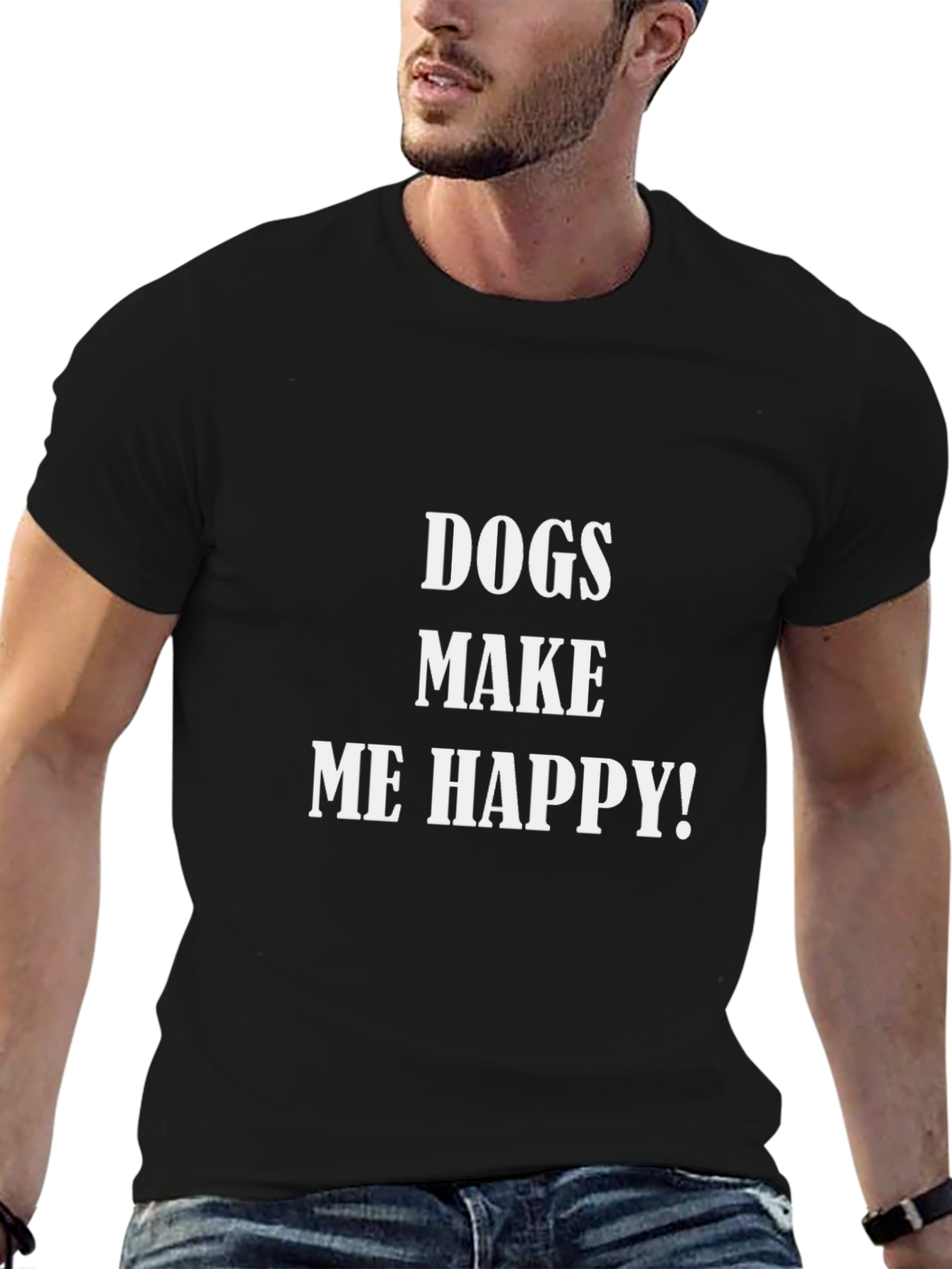 Black Dogs Make Me Happy Black T-Shirt view 6
