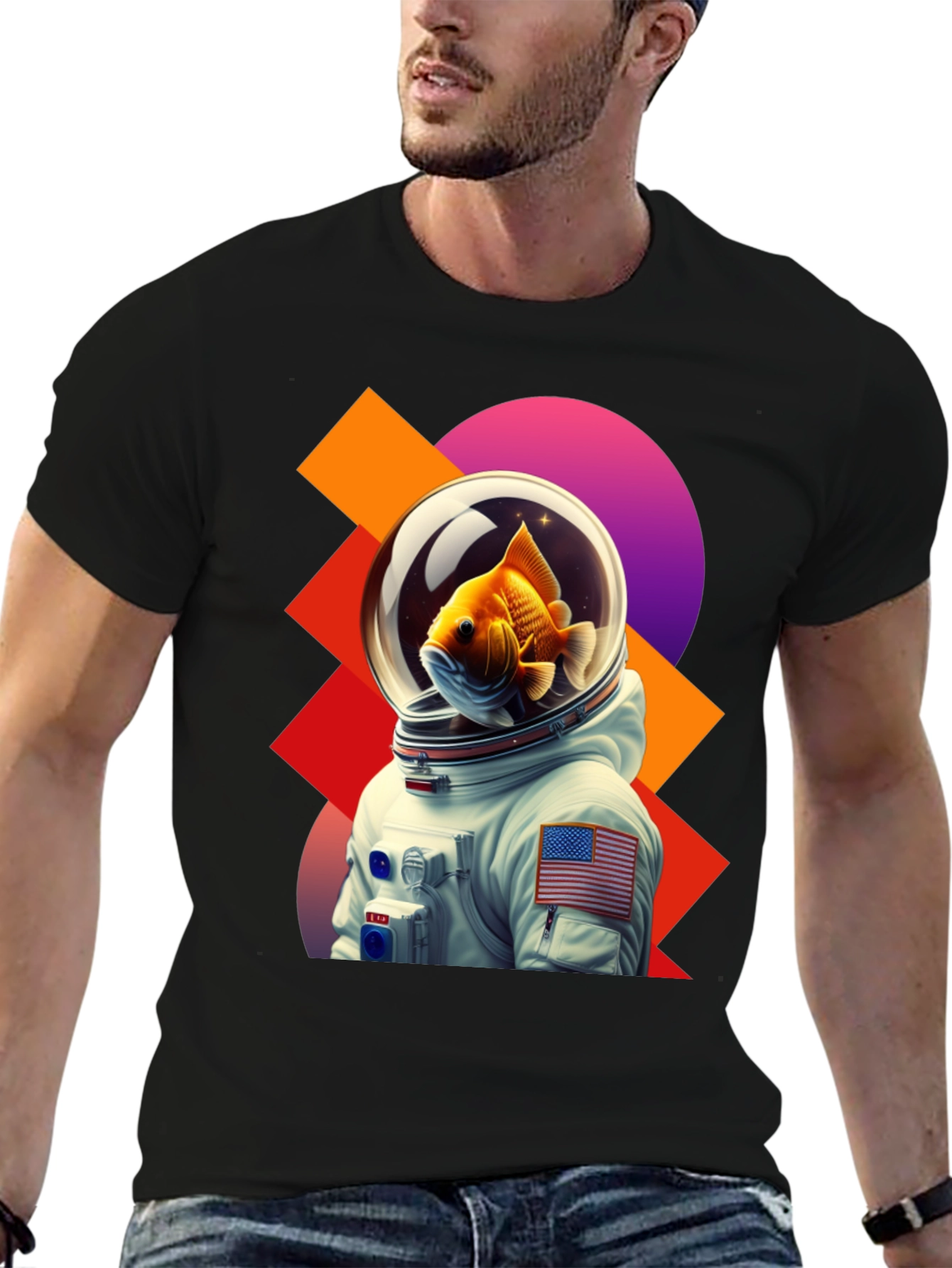 Black Astronaut Goldfish Graphic Tee view 6