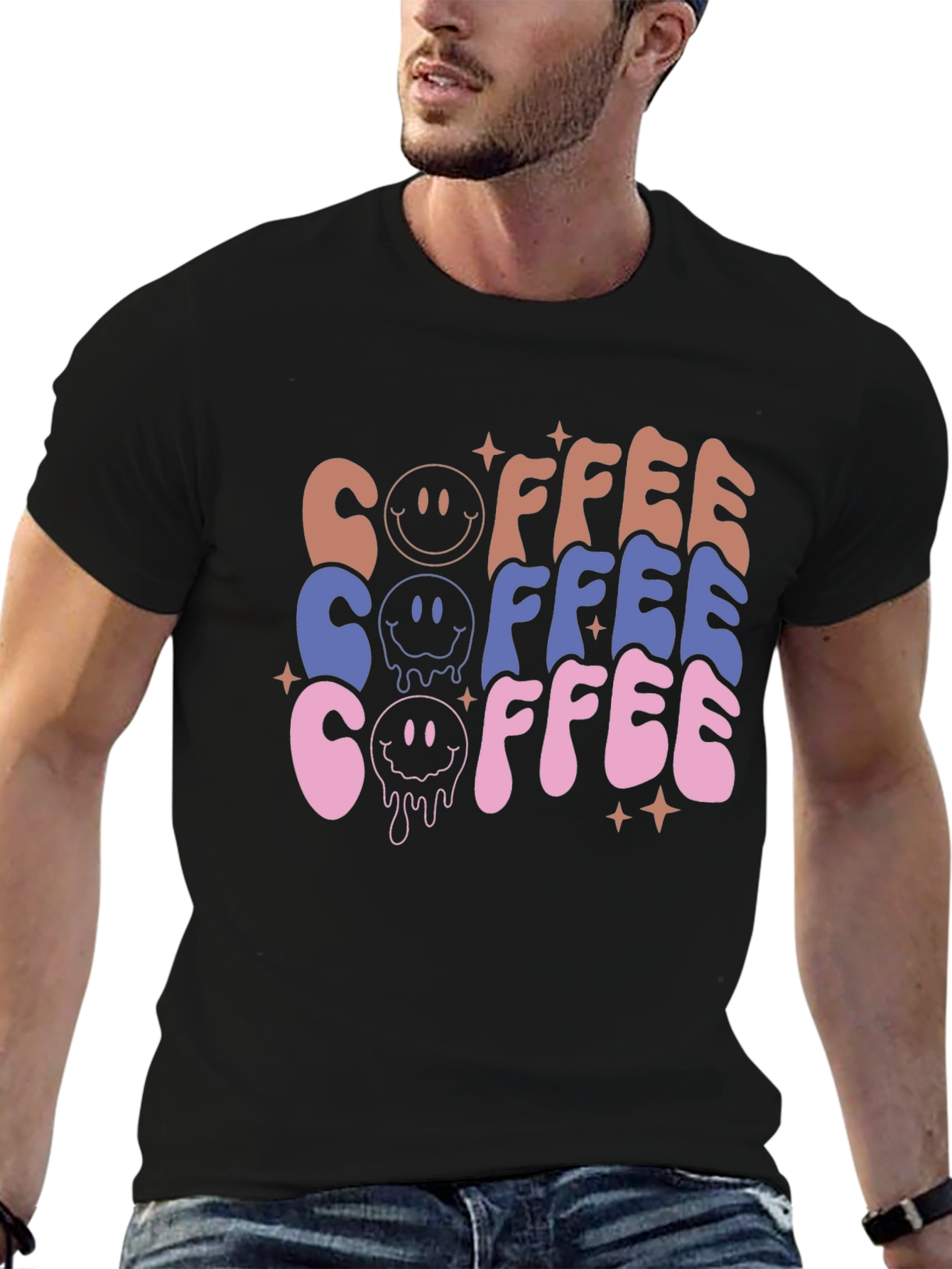 Black Retro Coffee Graphic Tee - Unisex Casual view 6