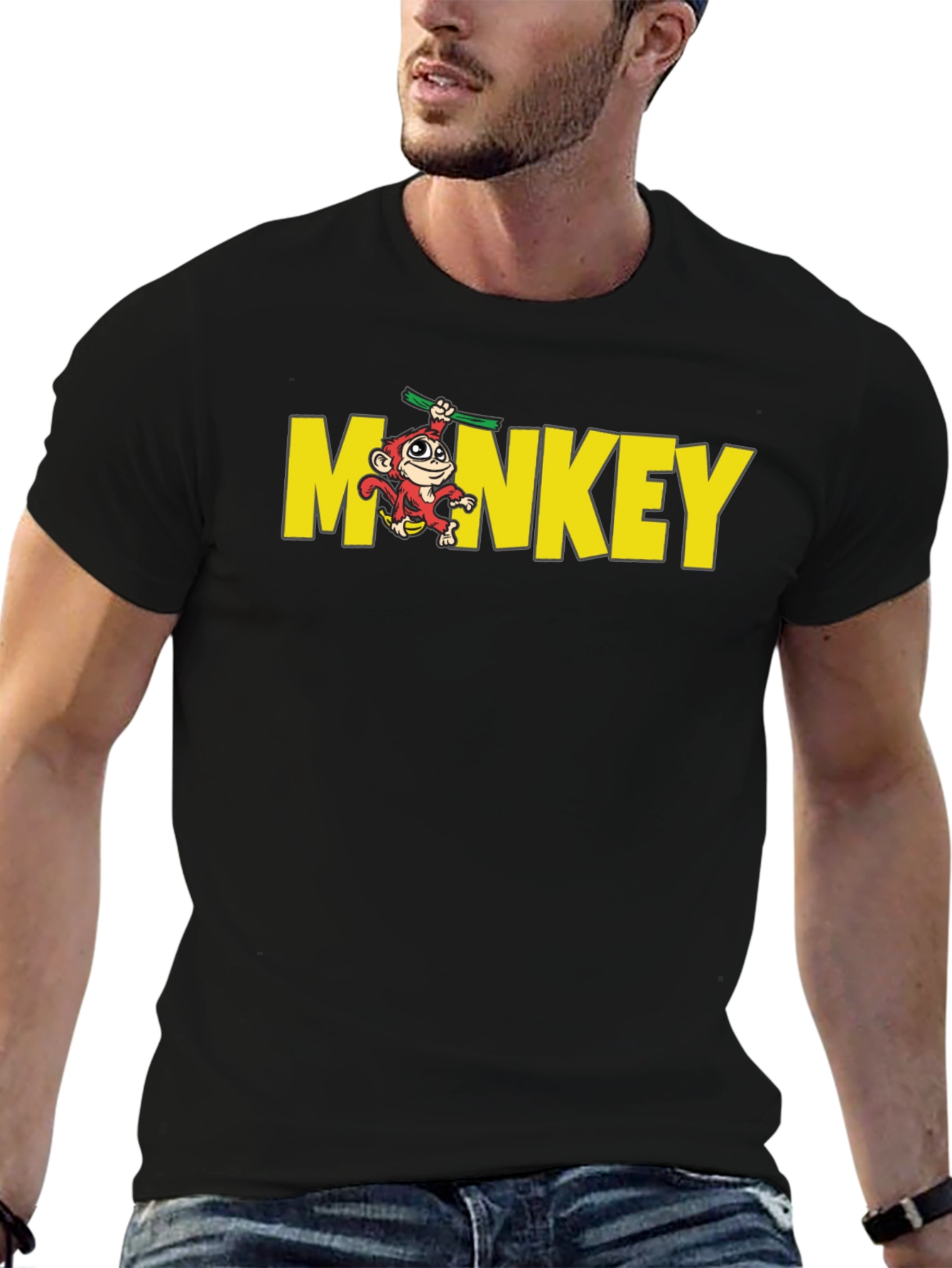 Black Monkey Graphic Crew Neck T-Shirt - Black view 6