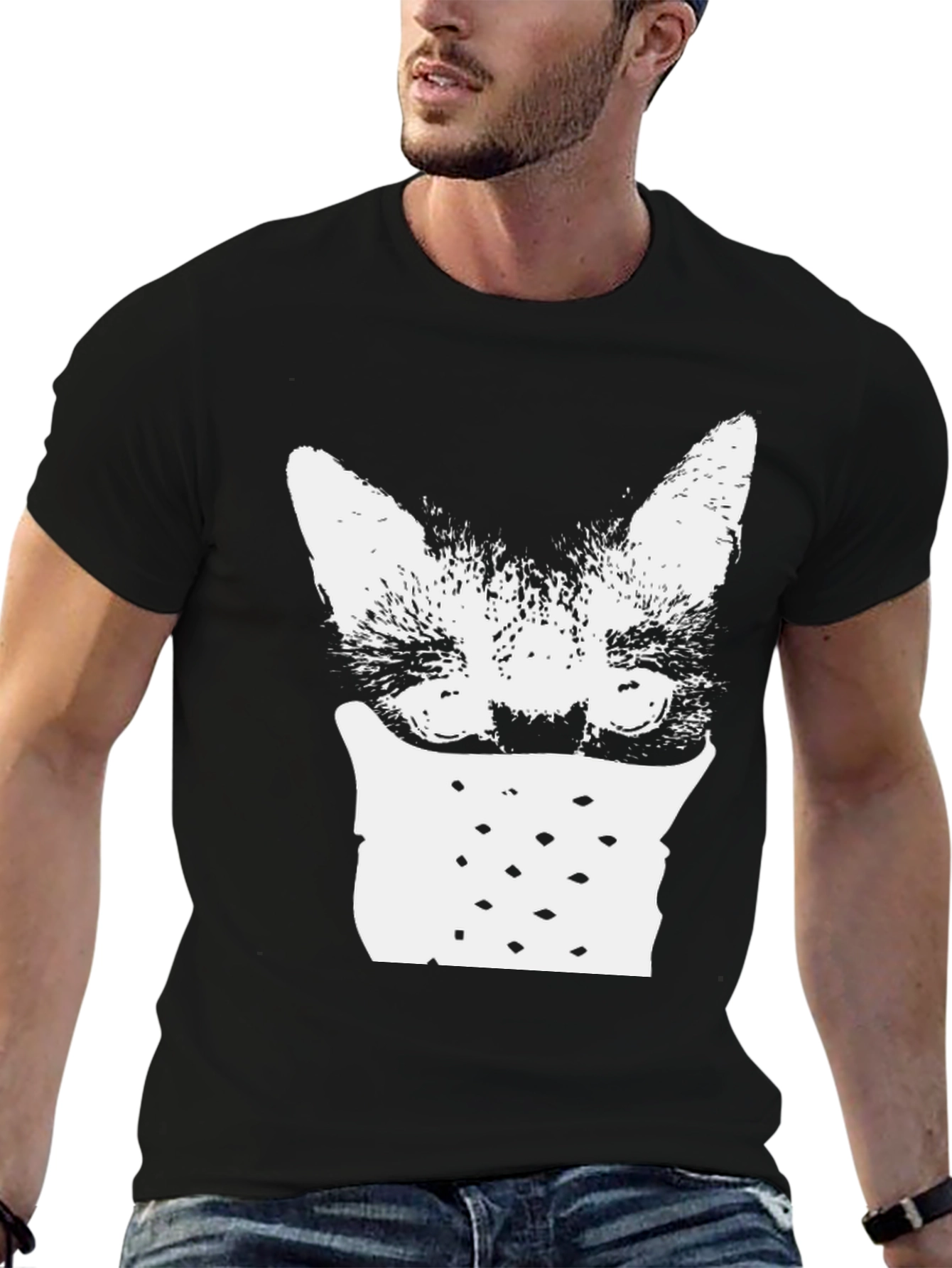 Black Cat Mask Graphic Tee - Black view 6
