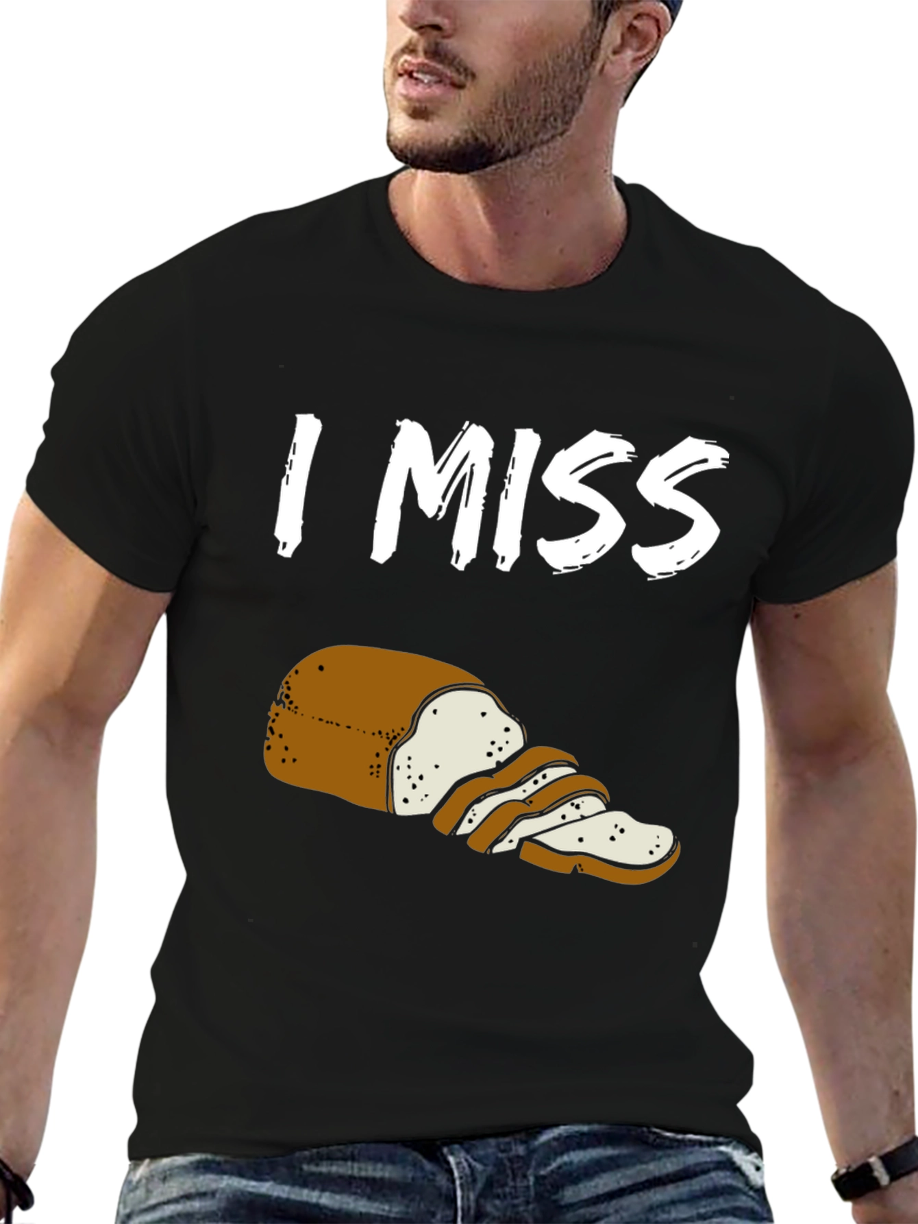 Black I Miss Bread T-Shirt view 6