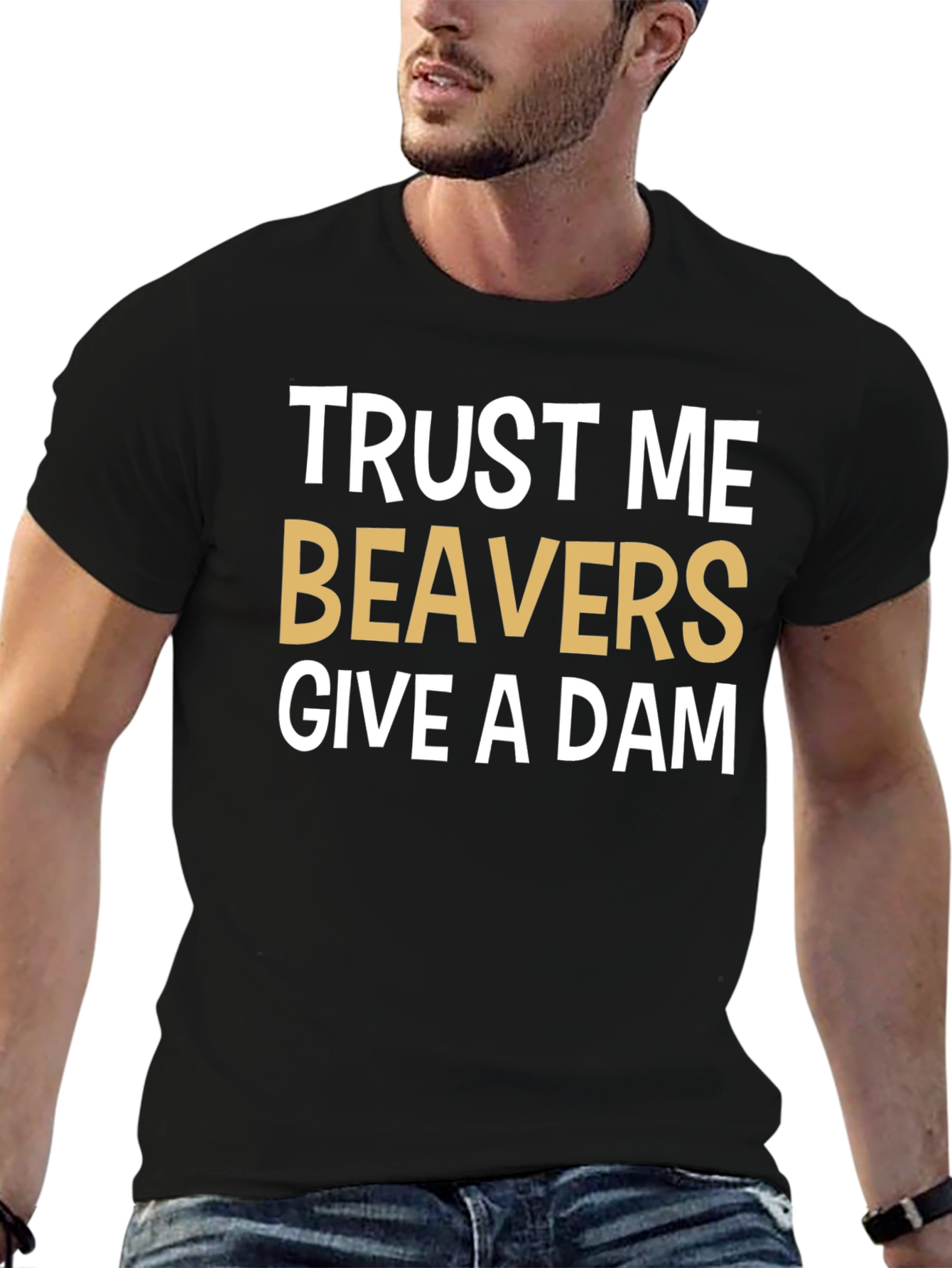 Black Trust Me Beavers Give A Dam Graphic Tee view 6