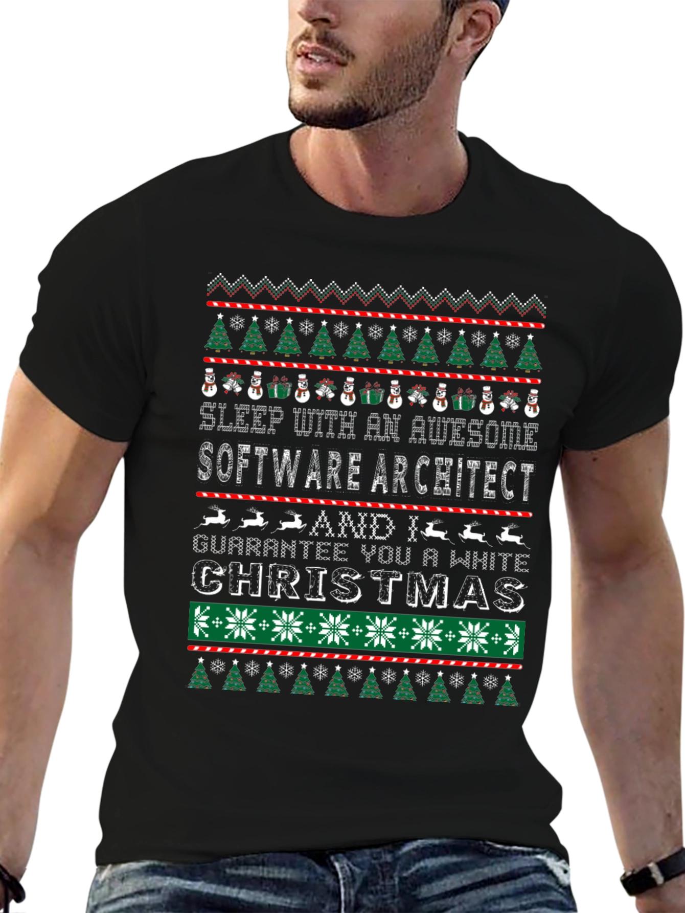 Black Software Architect Ugly Christmas T-Shirt view 6