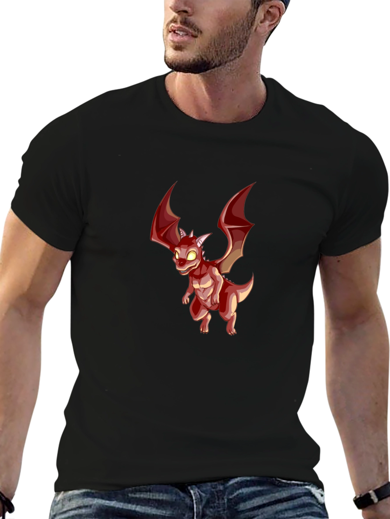 Black Red Dragon Graphic T-Shirt view 6