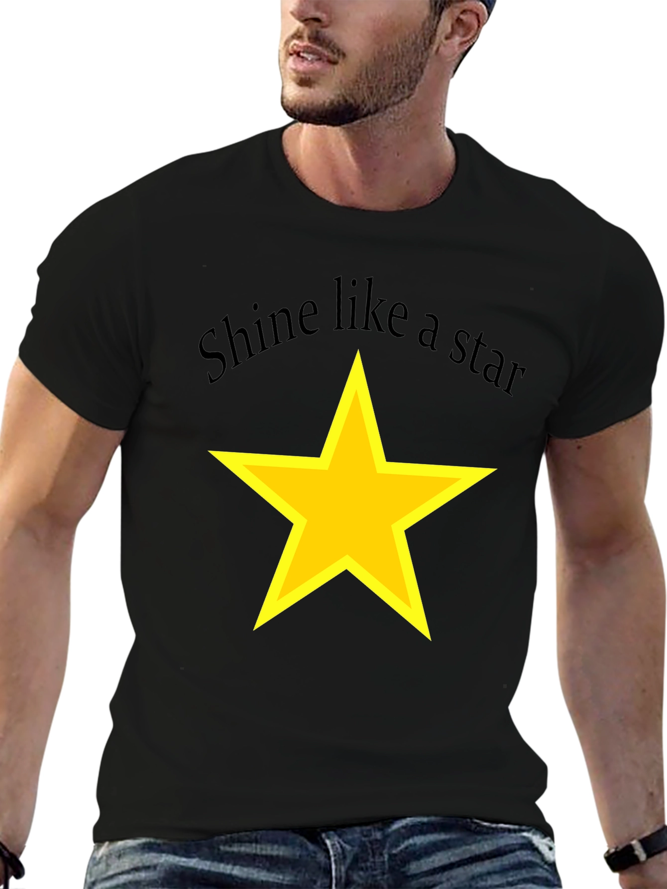 Black Shine Like a Star Black T-Shirt view 6