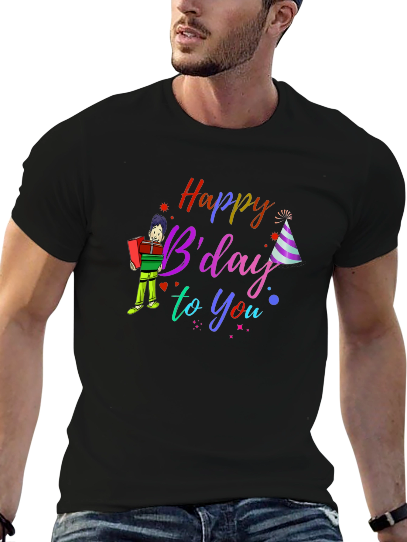 Black Happy B'day to You T-Shirt view 6