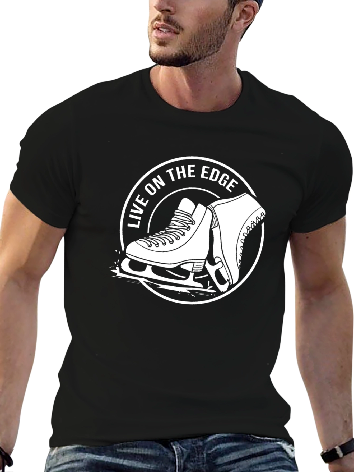 Black Live on the Edge Ice Skate T-Shirt view 6