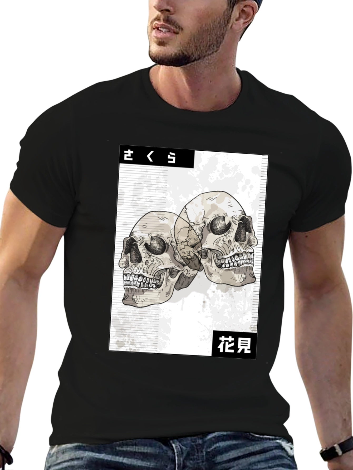 Black Skull Graphic Black T-Shirt - Edgy Streetwear view 6
